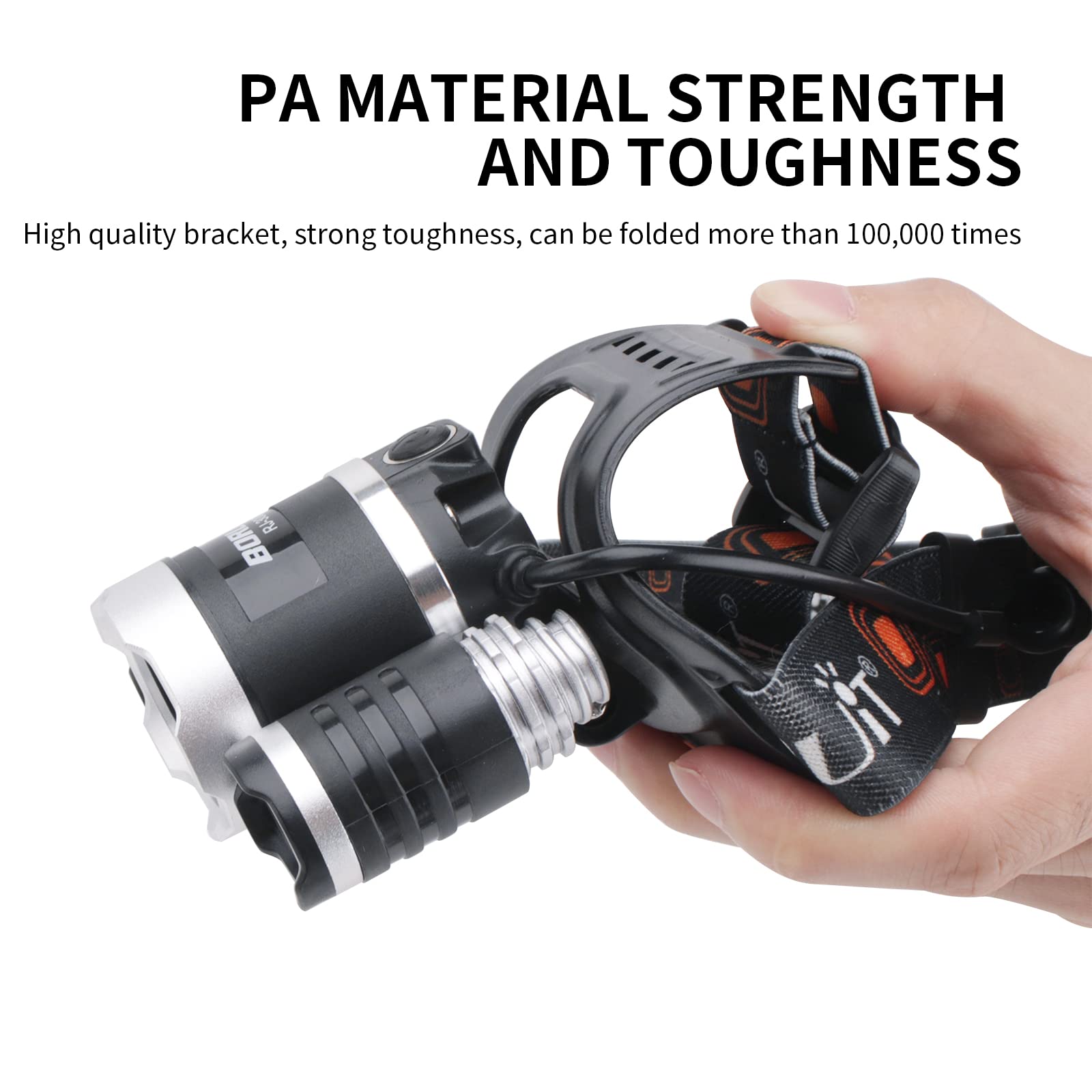 BORUIT RJ-3000 LED Green Headlamp - 5000 Lumens USB Rechargeable Hunting Headlight with 3 Modes (White/Green) - Tactical Headlamp for Fishing, Running, Camping, Hiking & Outdoor Adventures