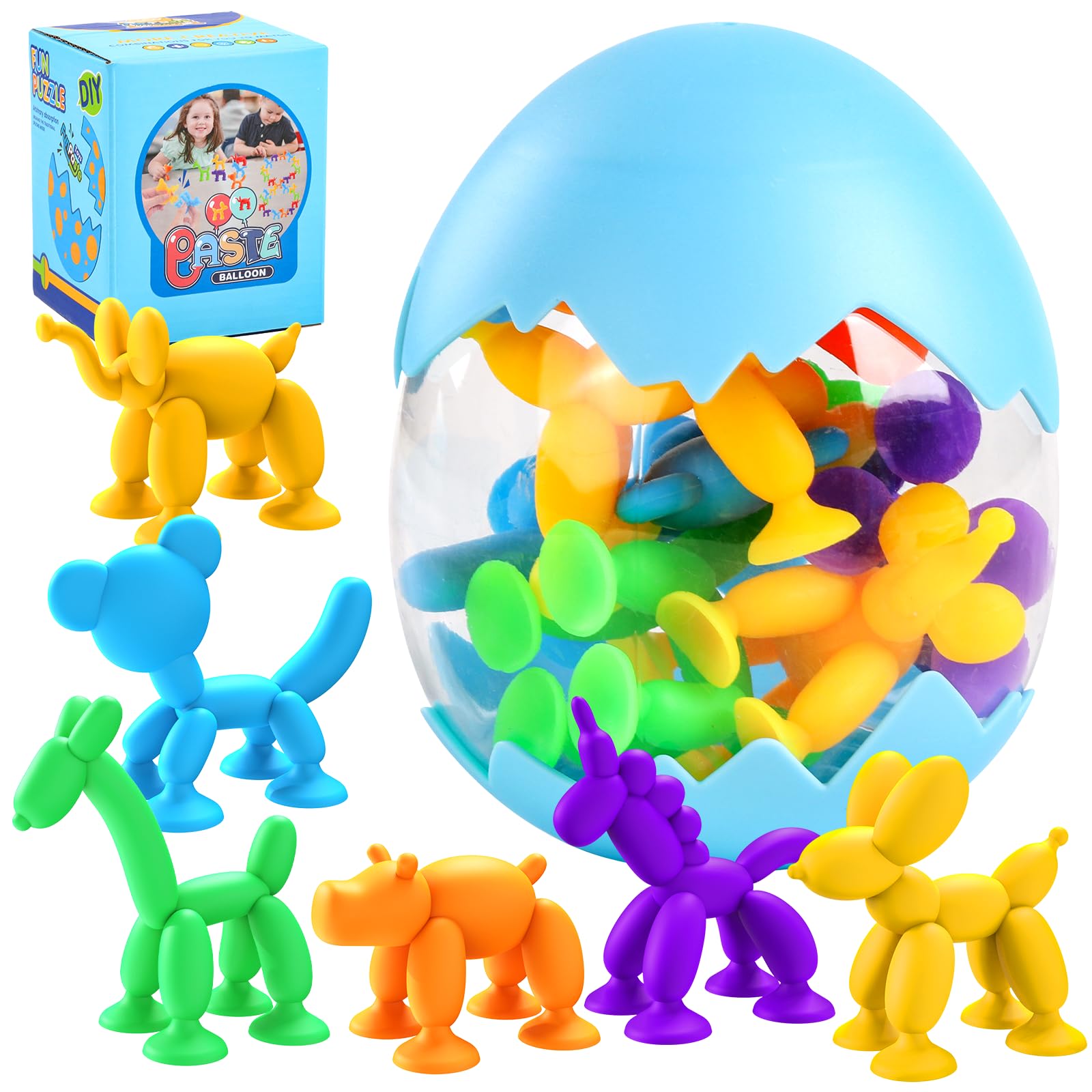 Best Suction Cup Bath Toys for Kids Ages 3-8 - 6PCS Sensory Window Toys for Toddlers | Fun Travel & Bathtime Play | Perfect Birthday & Christmas Gifts for Boys & Girls (Blue)