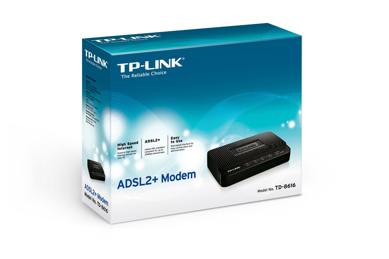 TP-Link TD-8616 ADSL2+ Modem Router - High Speed 24Mbps Internet Connection, 6KV Lightning Protection for Home & Office Network Setup - Perfect for Streaming, Gaming & Remote Work