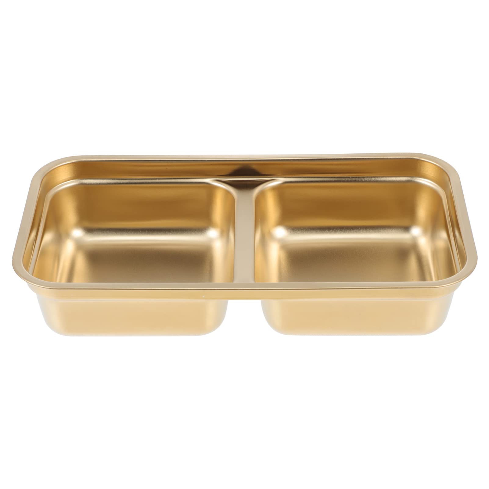 Premium Stainless Steel 2-Compartment Sushi Soy Sauce Dipping Bowls - Gold Plated Appetizer Serving Tray for BBQ, Grill & Japanese Cuisine - Perfect for Home Kitchens, Restaurants & Party Platters