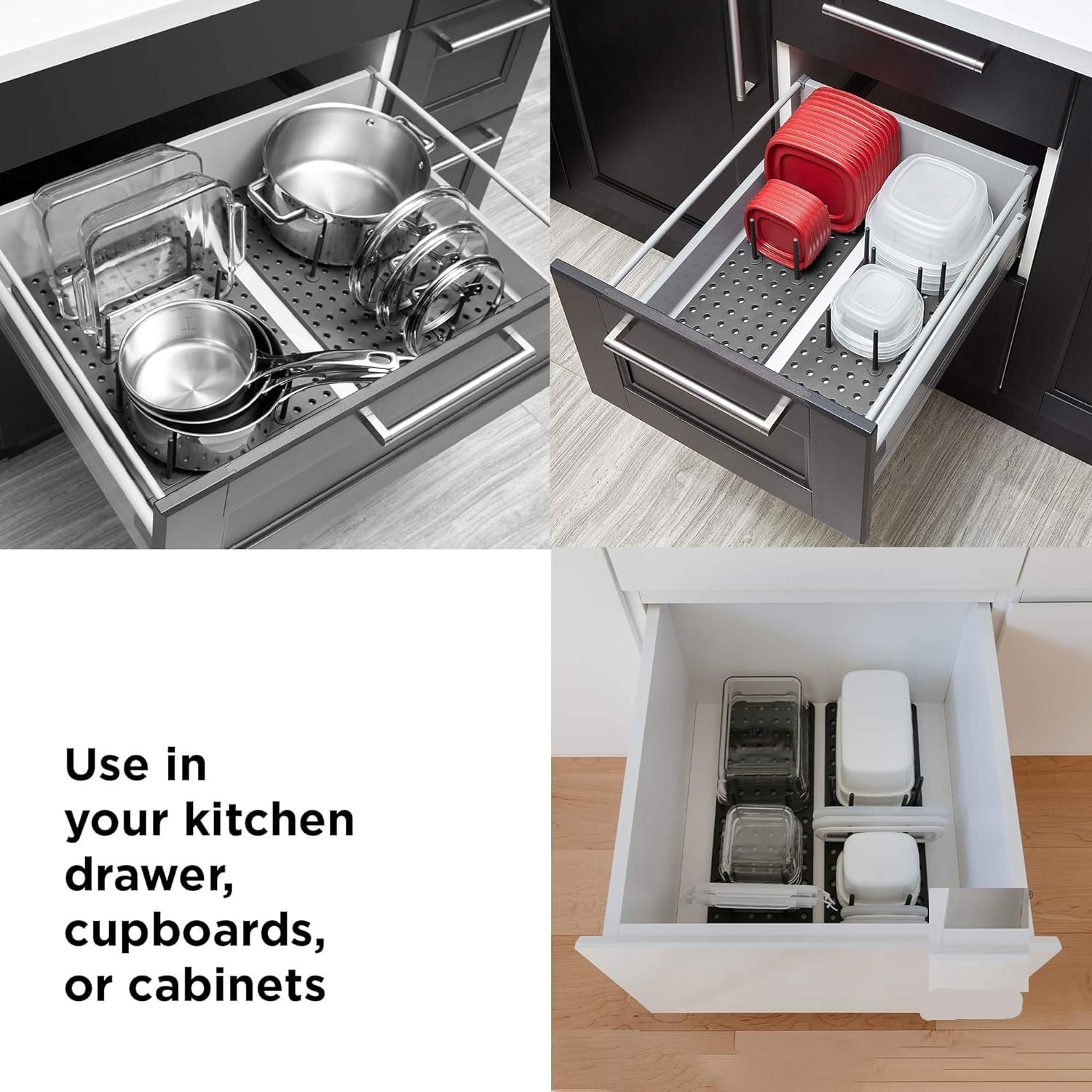 HOMENITY® Adjustable Kitchen Cabinet Organizer - 12-Piece Drawer Storage Rack for Plates, Bowls & Cups | Space-Saving Dish Organizer for Small Kitchens & Apartment Living