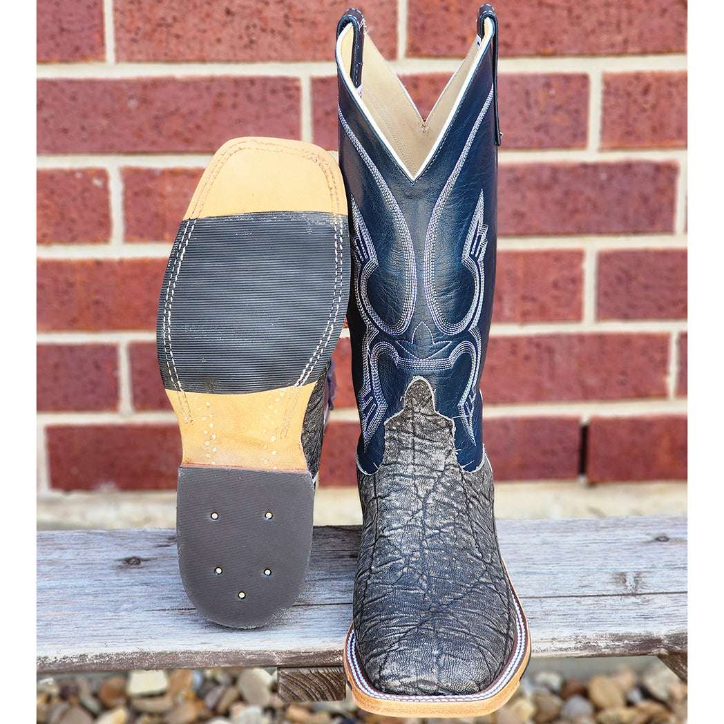 Anderson Bean Men's Granite Safari Blue Elephant Cowboy Boots - Western Style Leather Boots for Men, Comfortable & Durable for Riding, Work, and Outdoor Adventures