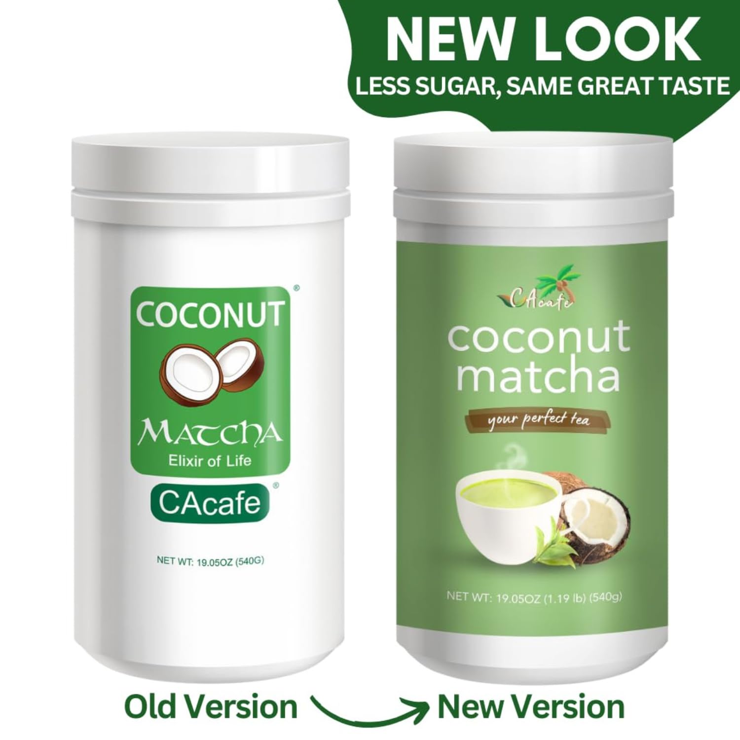 Organic Coconut Matcha Green Tea Latte Mix - Instant Japanese Health Drink Powder for Hot or Iced Tea | Creamy, Sweet & Reduced Sugar | Non-GMO, No Artificial Flavors | 2-Pack | Perfect for Morning Energy, Afternoon Pick-Me-Up or Relaxing Evening Drink