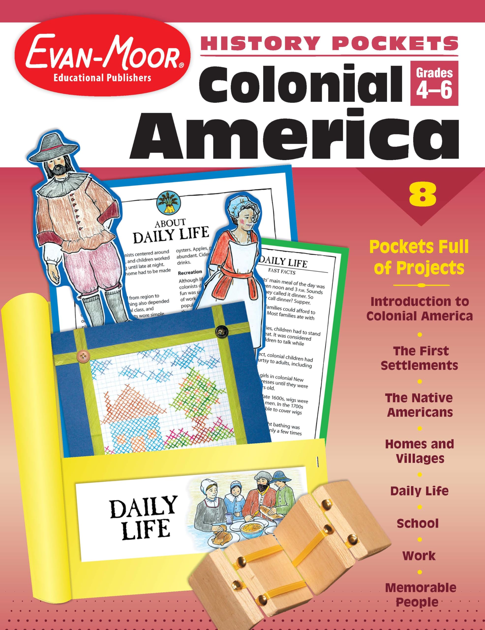 History Pockets: Colonial America Activity Book for Grades 4-6+ | Educational Social Studies Resource for Homeschool & Classroom Learning | Explore Early American History with Hands-on Projects