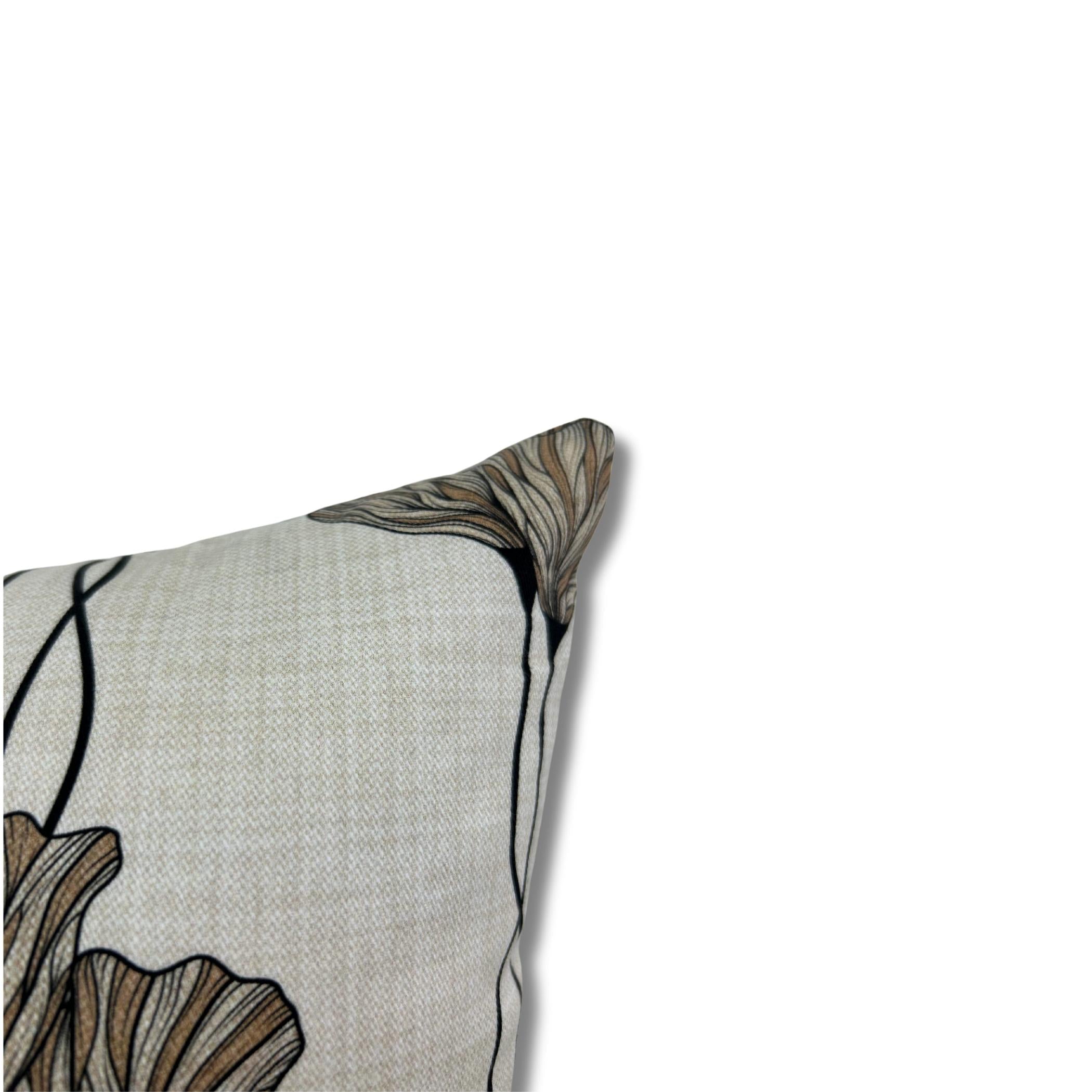 Neutral Floral Stripe Throw Pillow 17x17 - Soft Decorative Cushion for Sofa, Bed & Home Decor | Perfect for Living Room, Bedroom & Nursery