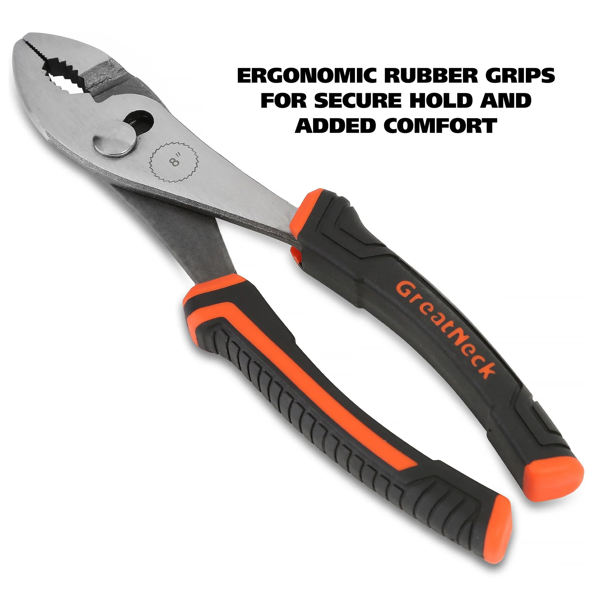 GreatNeck SJ8C 8-Inch Slip Joint Pliers - High-Quality Adjustable Pliers for Plumbing, Automotive & DIY Repairs - Perfect for Home, Garage & Workshop Use