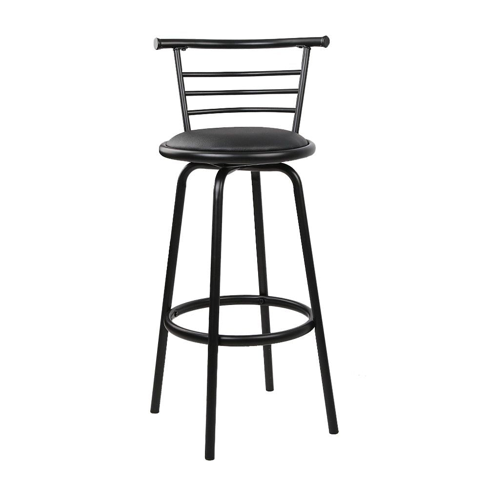 4 Bar Stools with Swivel Seat - Leather Padded Counter Height Stools with Metal Base for Kitchen Island, Breakfast Bar & Home Decor