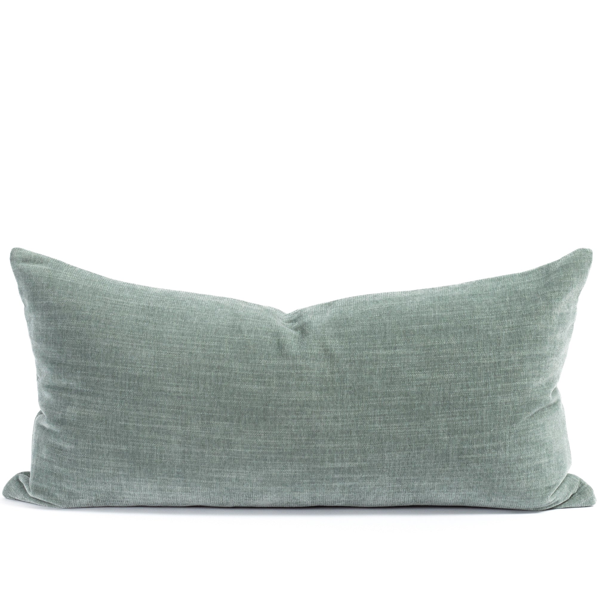 Orson Velvet 12x24 Lumbar Pillow in Celadon Green - Soft Support for Sofa, Bed & Office Chair - Home Decor & Back Pain Relief Cushion