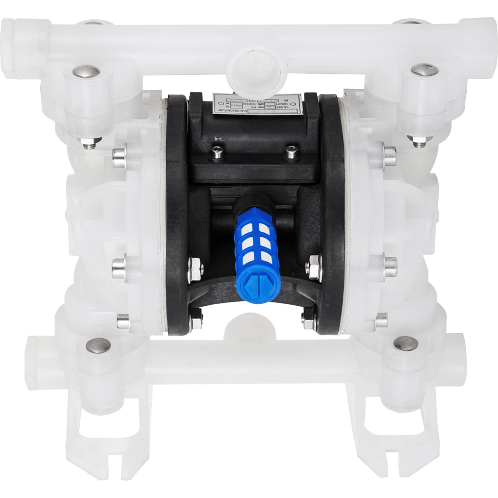 Happybuy 1/2 Inch Air-Operated Double Diaphragm Pump - 8.8 GPM, 120 PSI Max, Polypropylene Body with PTFE Diaphragm - Ideal for Transferring Petroleum, Diesel, Oil & Low Viscosity Fluids in Industrial, Automotive and Chemical Applications