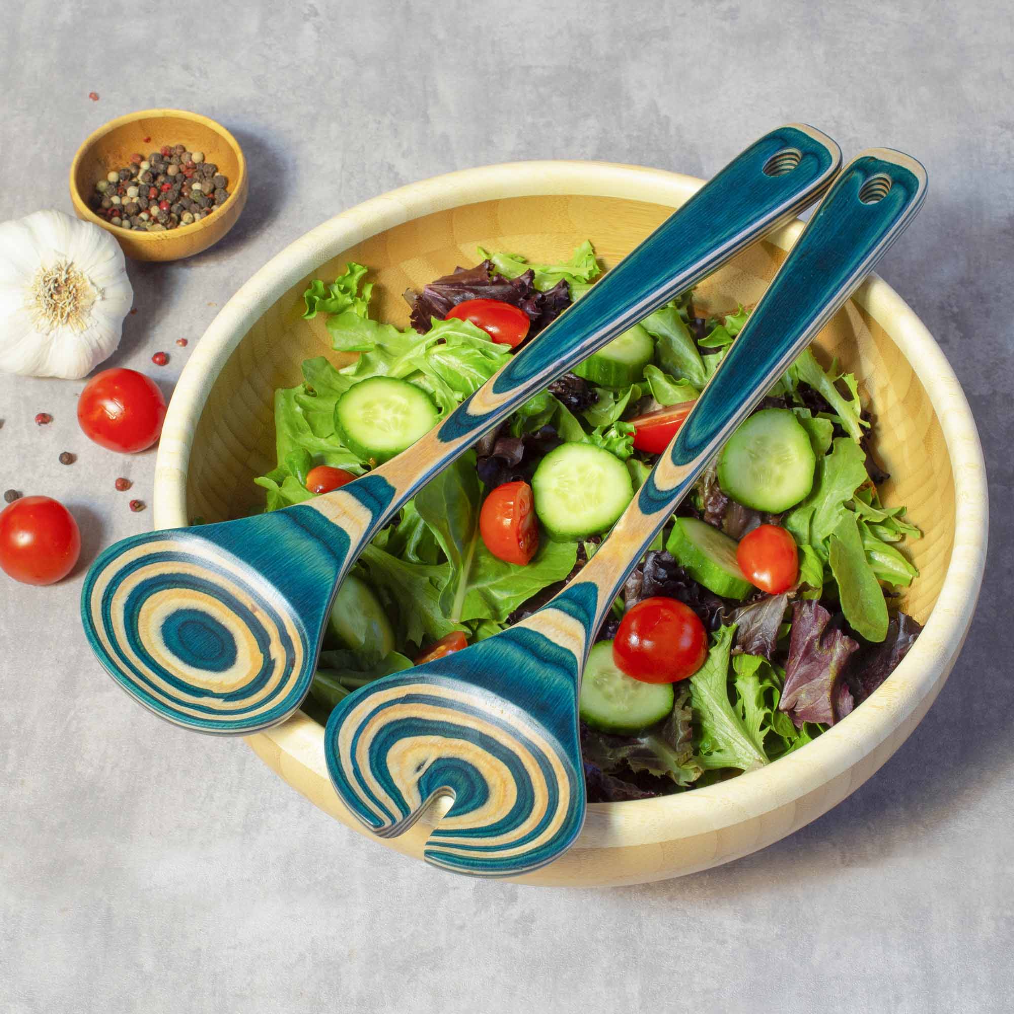 Baltique® Mykonos Collection Salad Serving Set - 11 3/4 Inch Stainless Steel Salad Servers with Ergonomic Handles - Perfect for Dinner Parties, BBQs, and Holiday Gatherings