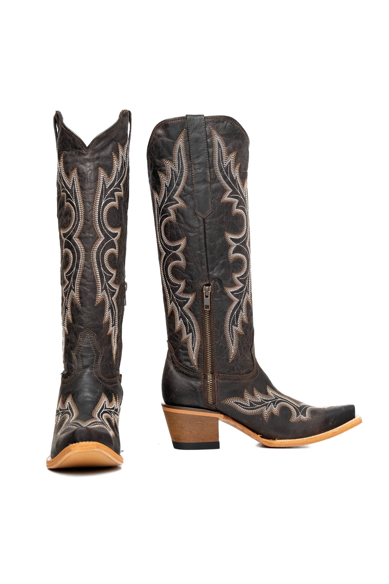 Odette Tall Snip Toe Cowgirl Boots for Women - Western Riding Boots with Pointed Toe & Stacked Heel | Perfect for Country Dancing, Rodeo Events & Fashion Outfits