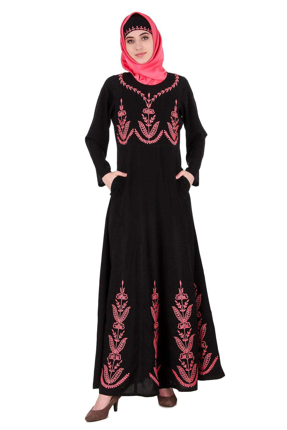Embroidered Multi-Panel Umbrella Abaya - Islamic Prayer Dress for Women - Perfect for Mosque, Eid, and Special Occasions