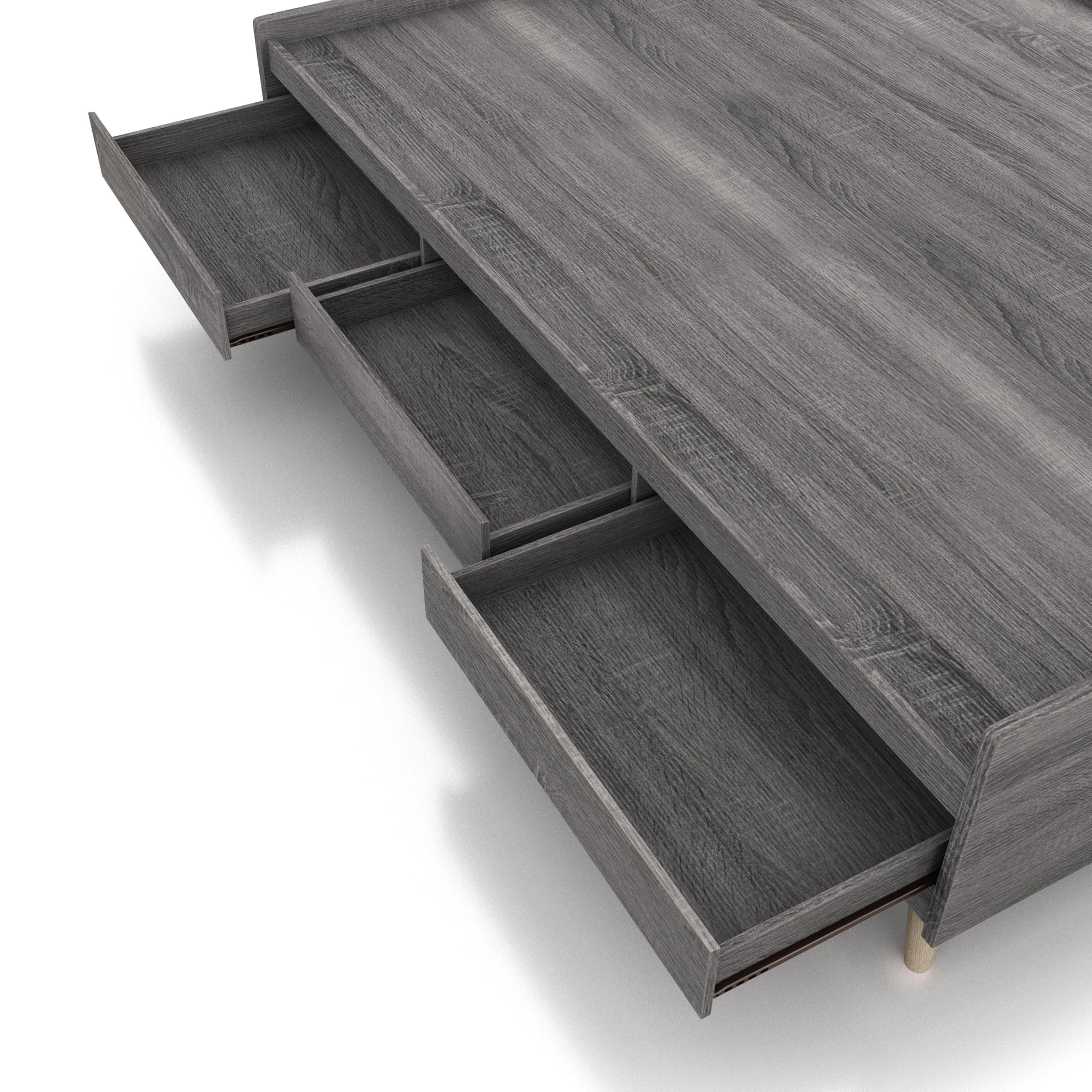 Overstock Riley Contemporary Distressed Grey Platform Storage Bed Full Size - Modern Bedroom Furniture with Underbed Storage for Small Spaces