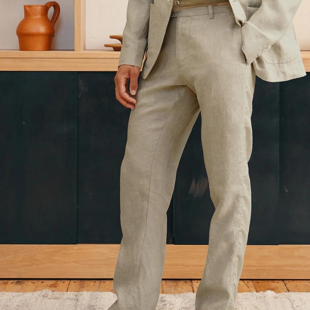 FRESCOBAL CARIOCA 100% Linen Pants for Women - Comfortable & Breathable Sage Green Trousers - Perfect for Summer, Travel & Casual Wear