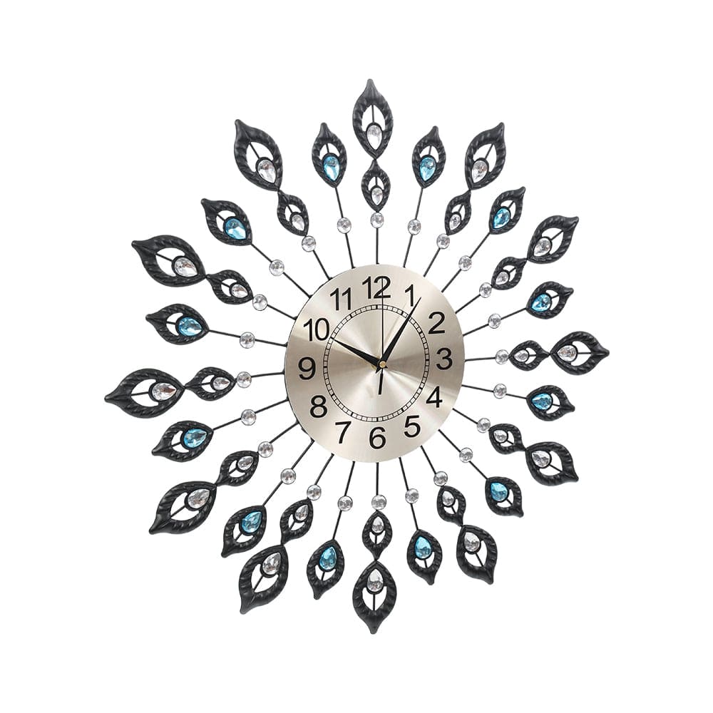 Artiss 60cm Large 3D Modern Crystal Wall Clock - Silent Luxury Round Home Decor for Living Room, Bedroom & Office