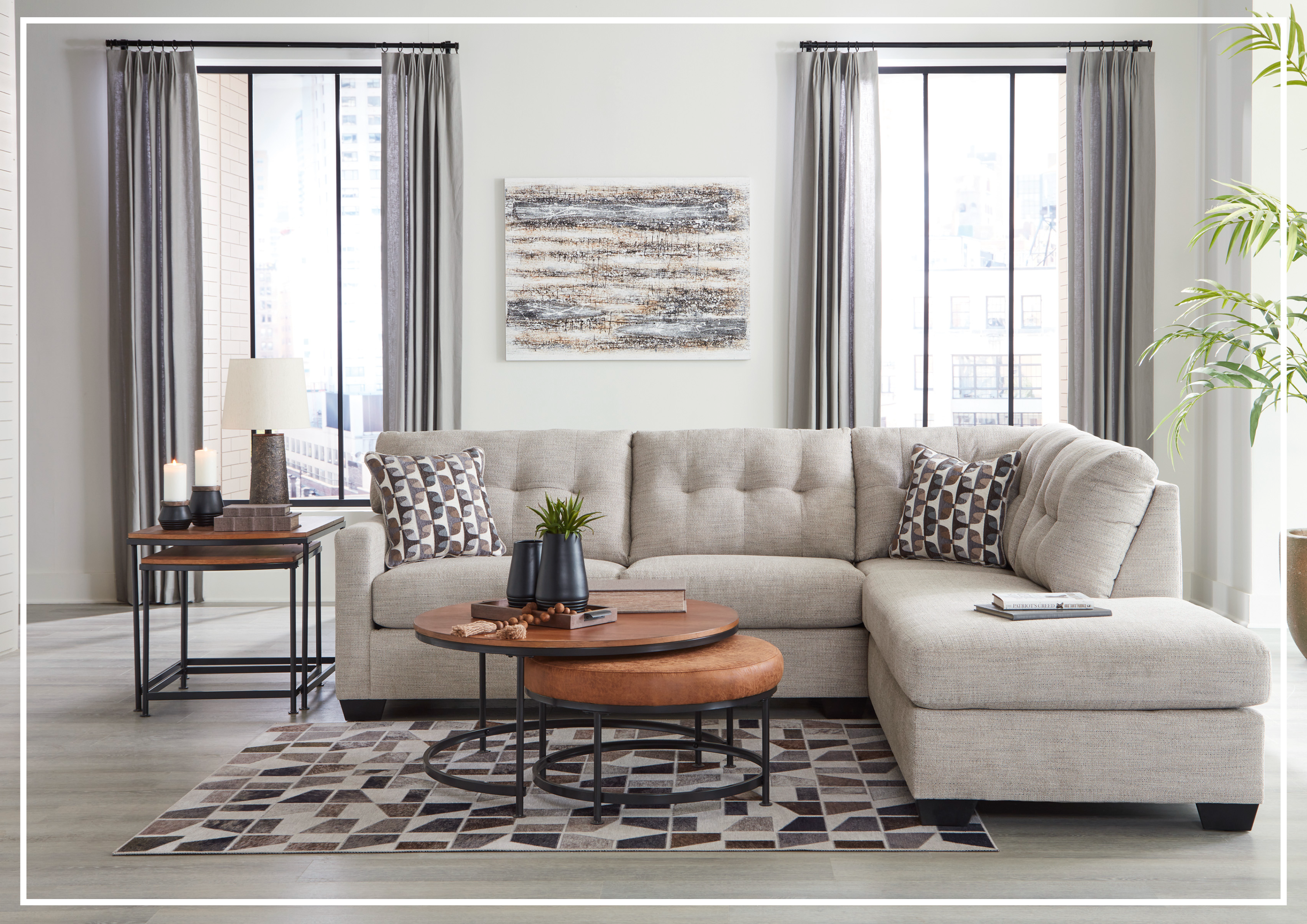Gio Italia Marston Fabric 2-Piece Sleeper Sectional Sofa with Chaise Lounge | Light & Dark Color Options | Perfect for Small Spaces & Guest Rooms
