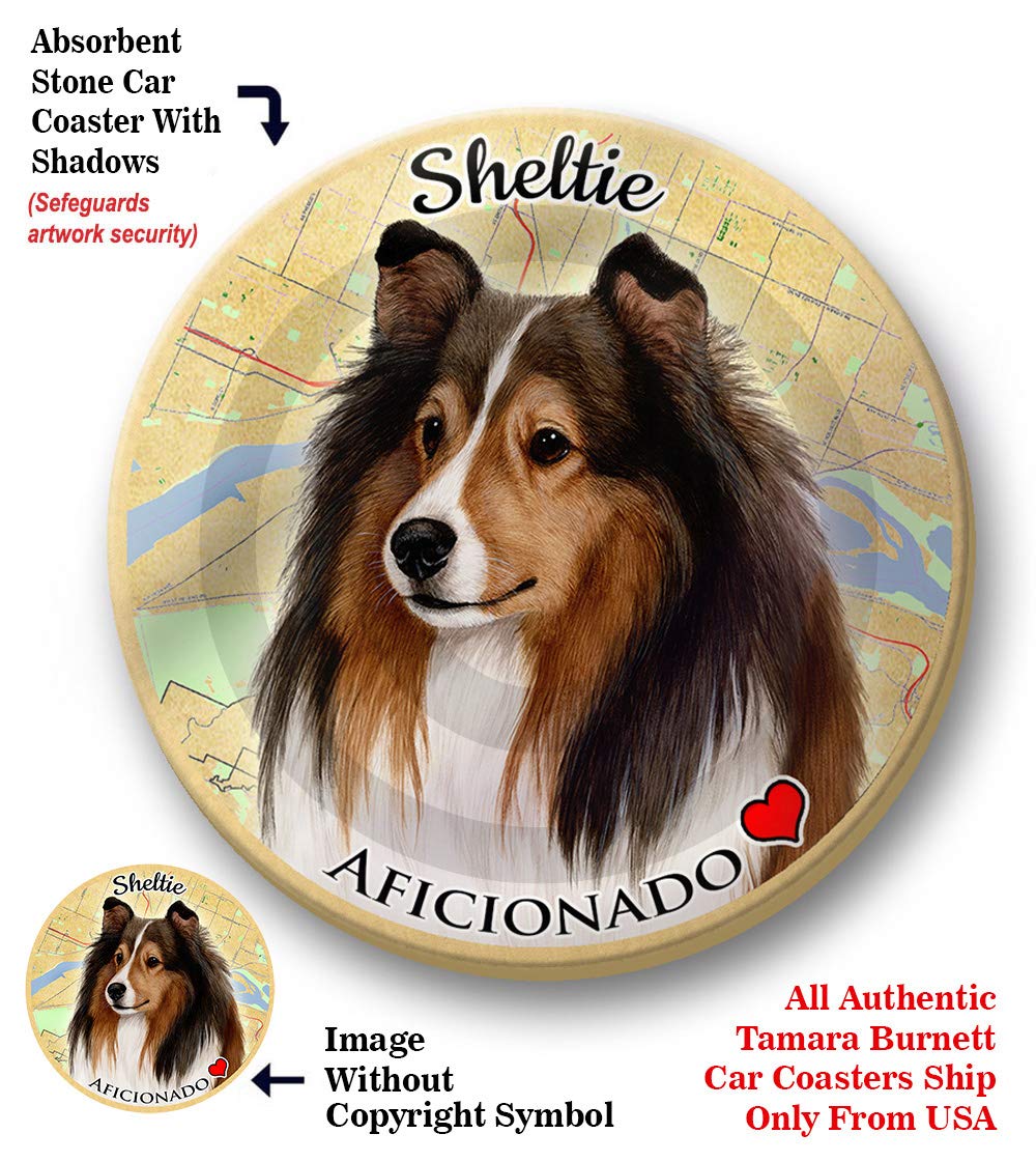 Sheltie Sable White Pet Coaster - Absorbent Ceramic Cup Holder for Cars & Home - 2.65 Inch Dog Cat Gift