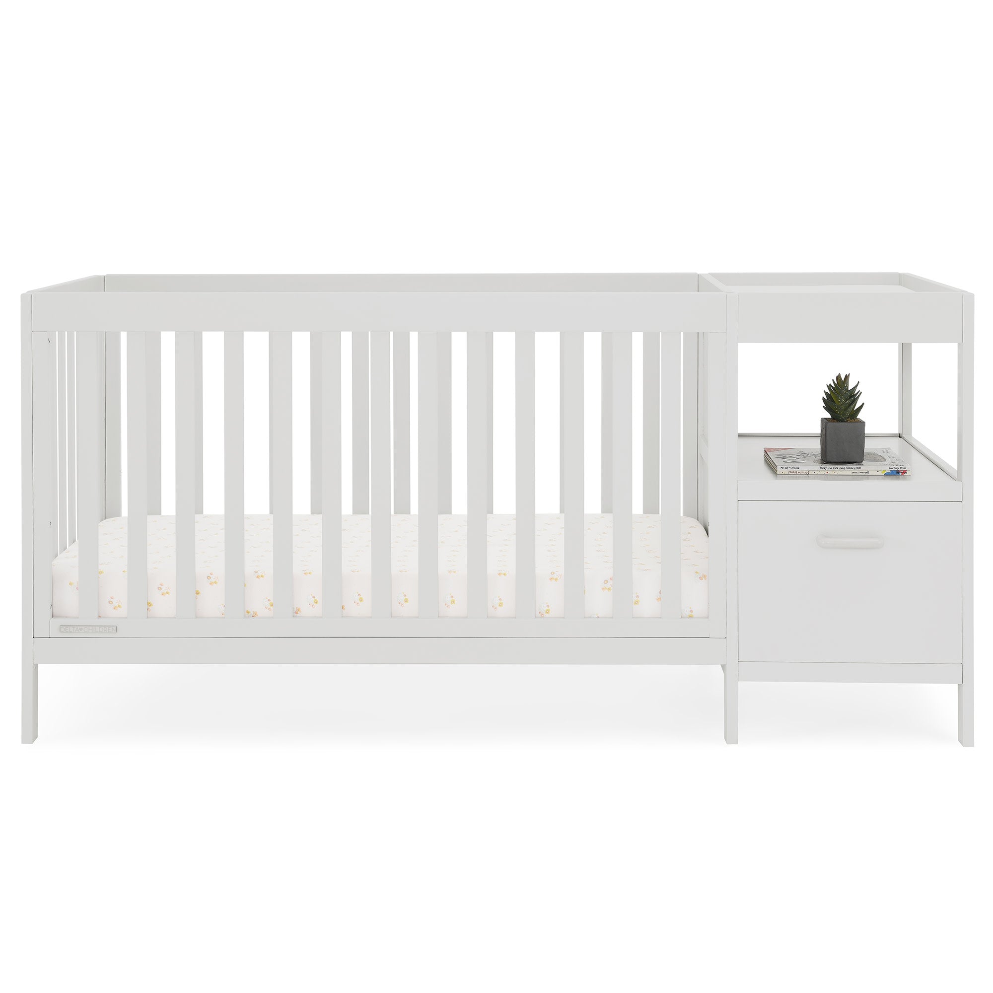 Alice 5-in-1 Convertible Baby Crib with Changing Table - Toddler Bed, Daybed & Full-Size Bed Conversion - Nursery Essentials for Newborns to Teens
