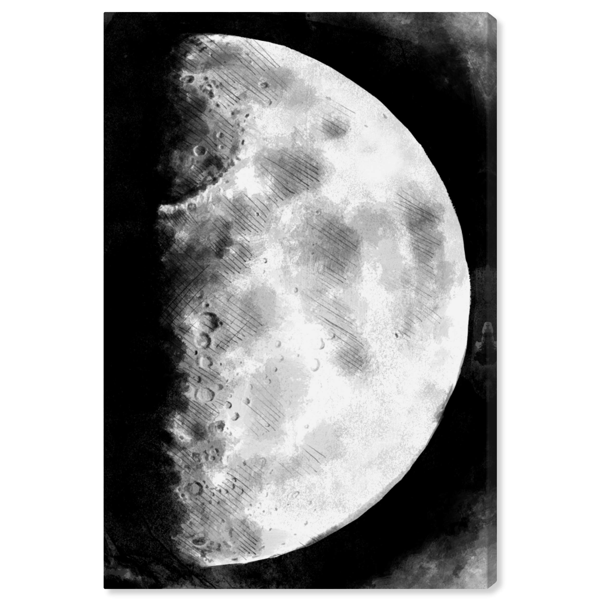 Oliver Gal Artist Co. 'Moon Sketch' Space Wall Art Canvas Print - 36x45 Inches White & Black Modern Home Decor | Perfect for Living Room, Bedroom or Office Wall Decoration