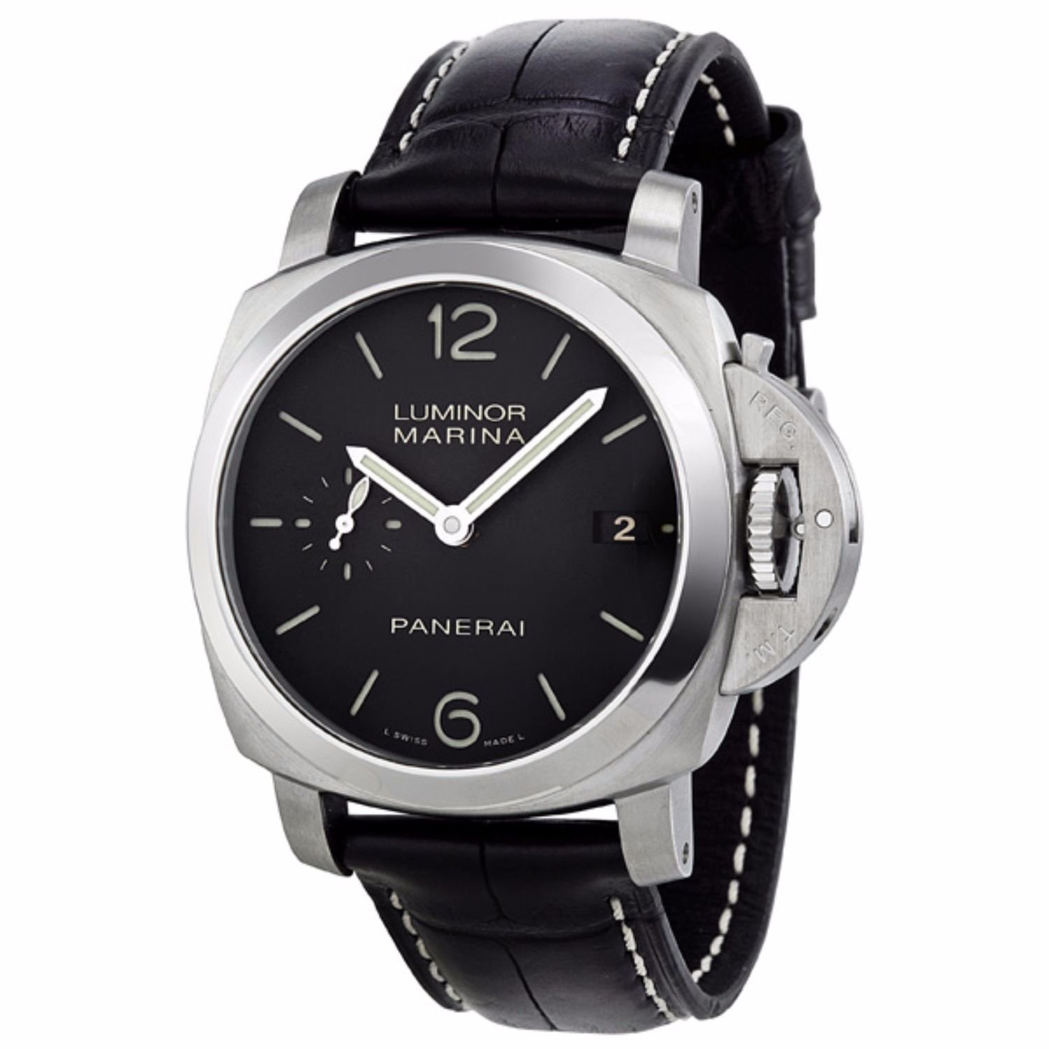 PANERAI Men's Swiss Automatic Luxury Watch - Stainless Steel Strap, Black Dial (Model PAM00392) | Perfect for Business Meetings, Formal Events & Collector's Item