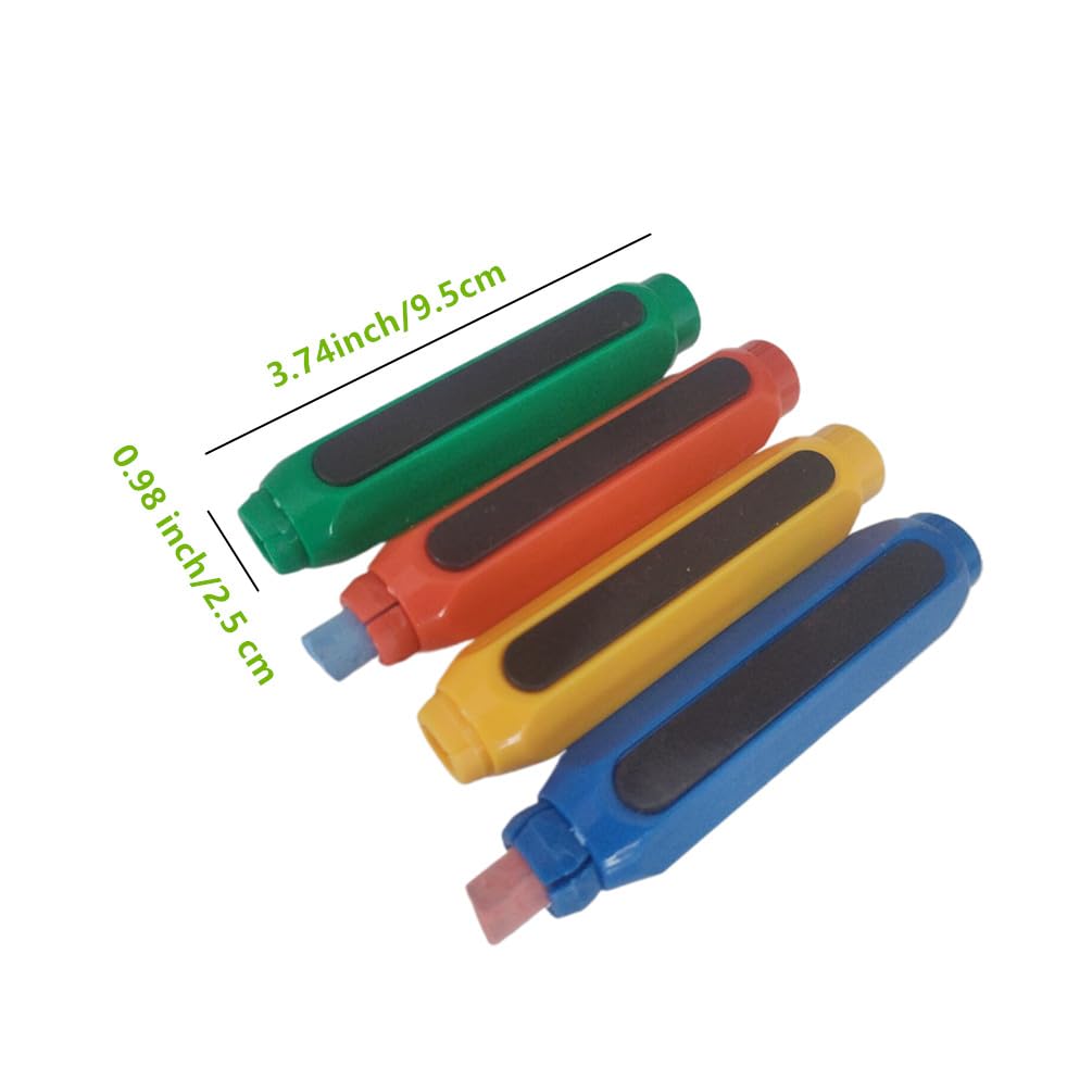Magnetic Chalk Holders with Storage Case - 4 Pack Adjustable Chalk Clips for Teachers, School & Office - Blue, Green, Red, Yellow - Perfect for Whiteboards, Blackboards & Classroom Organization