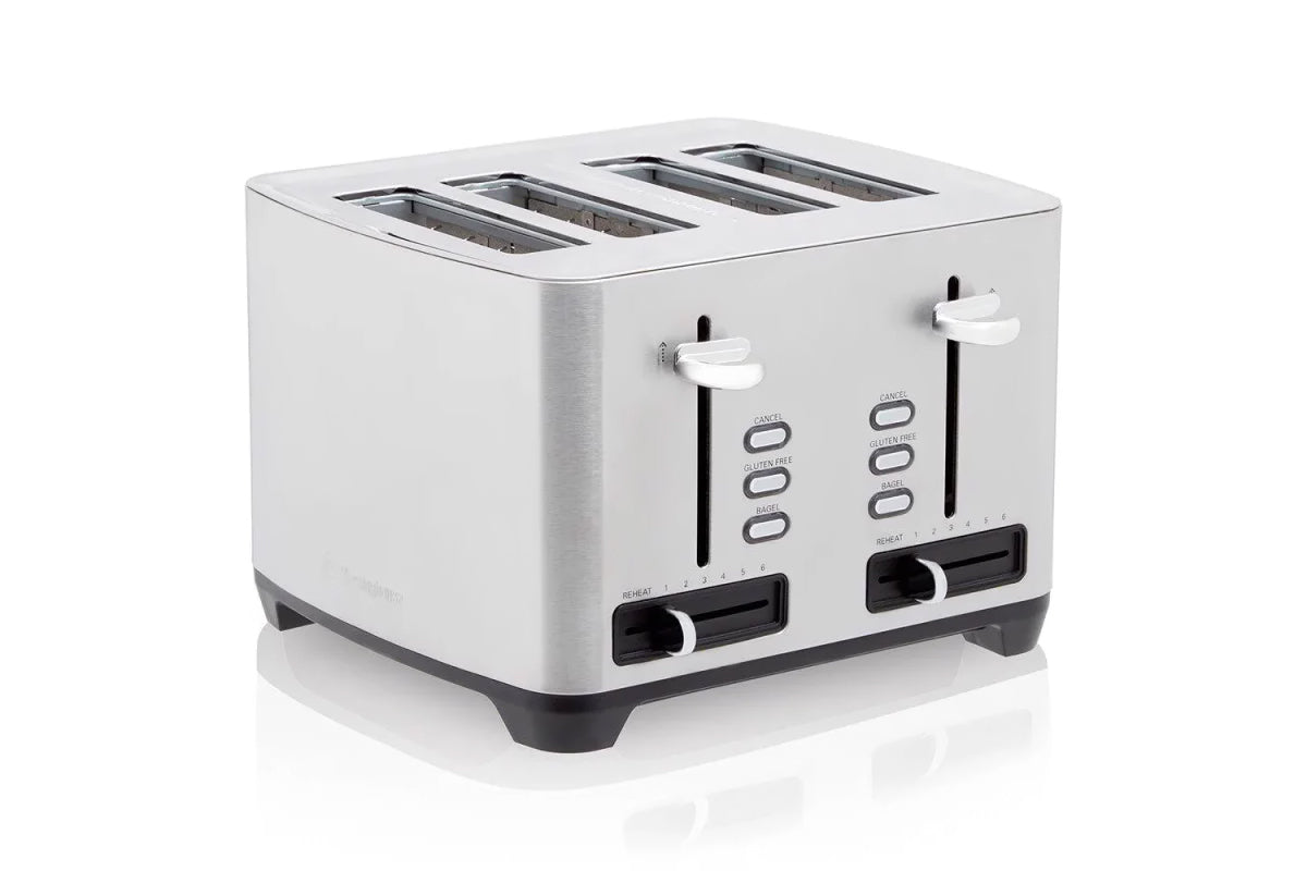 4 Slice Stainless Steel Toaster - Fast & Even Toasting for Bagels, Bread & Pastries - Perfect for Breakfast & Kitchen Use