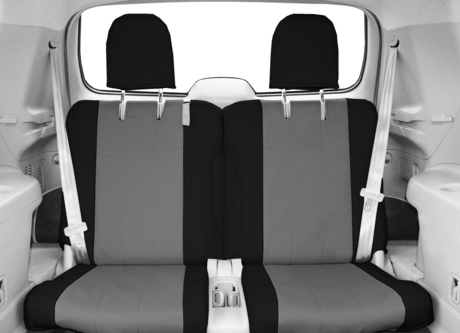 CalTrend Rear 50/50 Split Bench Seat Covers for 2002-2004 Chevrolet Tracker - Light Grey Cordura Fabric with Black Trim | Durable Protection for Off-Roading & Daily Commute