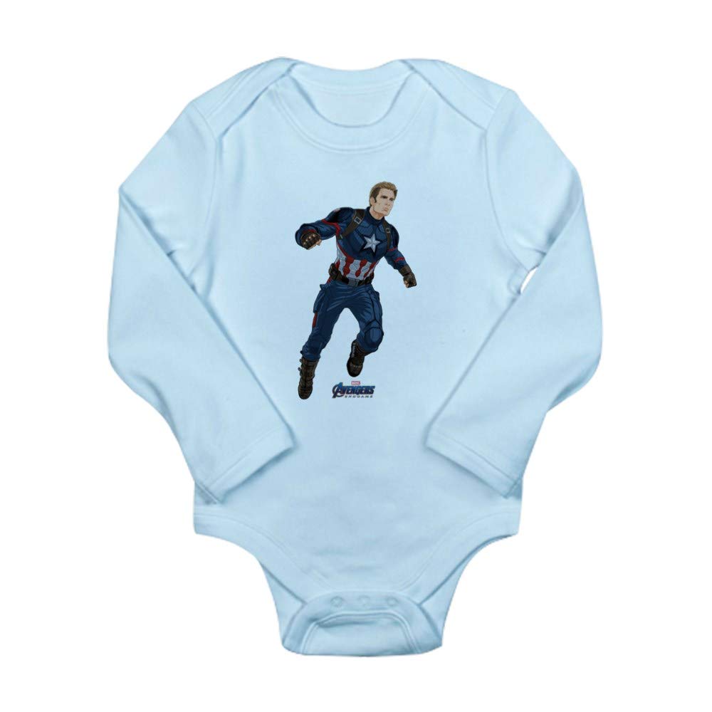 Captain America Long Sleeve Infant Baby Bodysuit - Marvel Superhero Costume for Boys & Girls - Soft Cotton Onesie for Newborns & Toddlers - Perfect for Halloween, Cosplay, Birthday Parties & Everyday Wear