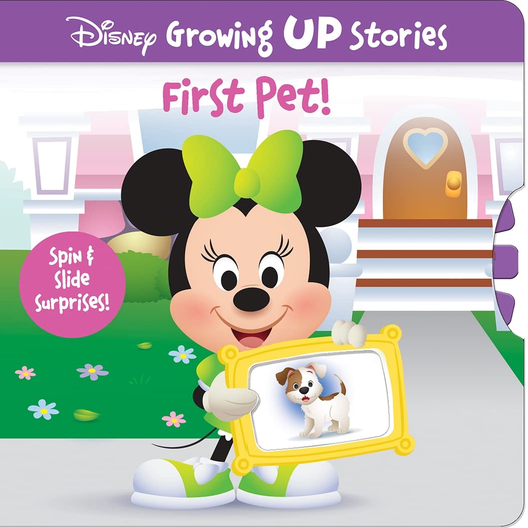 Disney Minnie Mouse First Pet Growing Up Storybook - Interactive Spin & Slide Surprise - PI Kids Early Learning Toy - Perfect for Toddler Bedtime Stories & Preschool Education