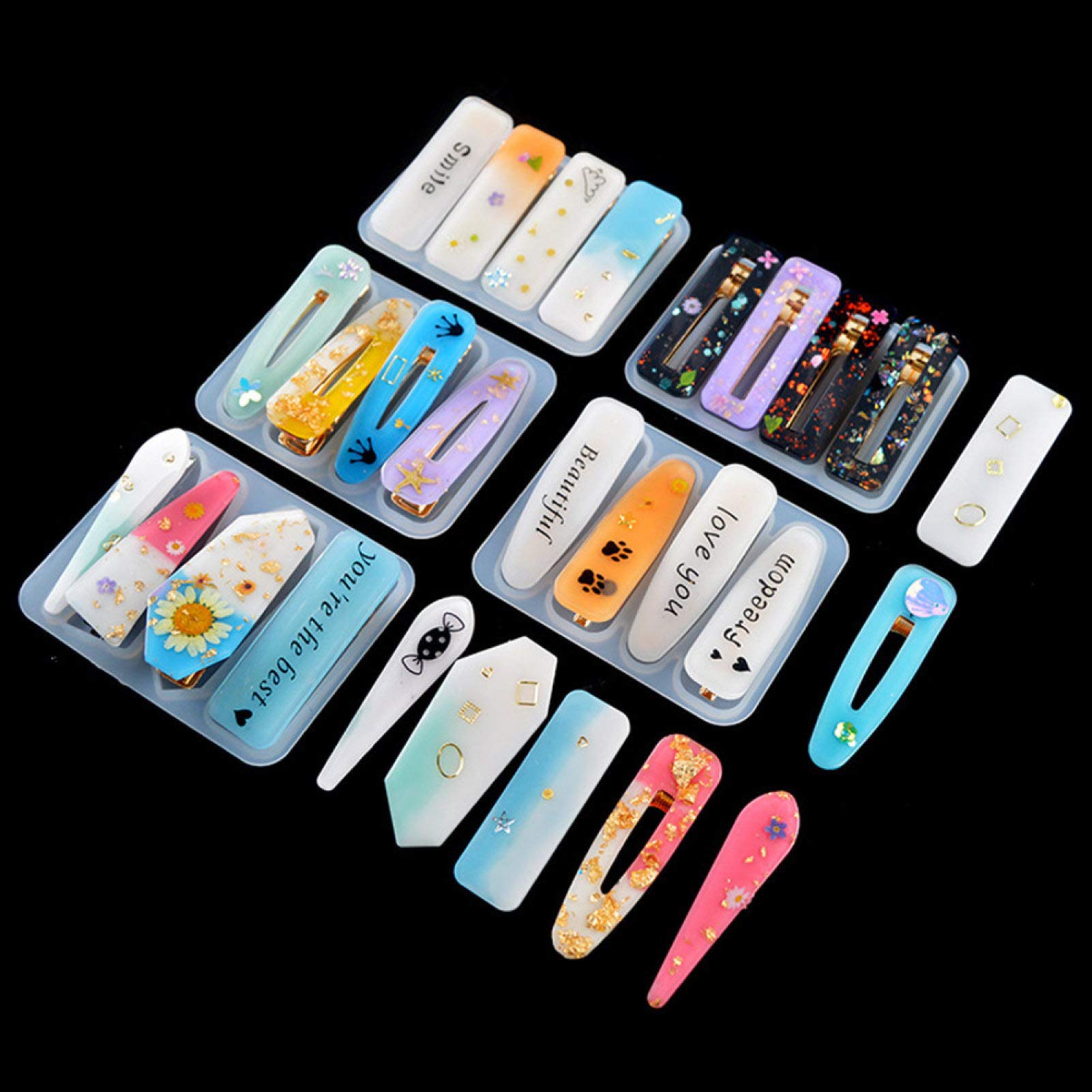 Premium Silicone Resin Molds for DIY Hair Clips & Barrettes - Epoxy Casting Jewelry Molds for Crafting Unique Hair Accessories - Perfect for Handmade Gifts, Bridal Hairpins & Kids Hair Decorations
