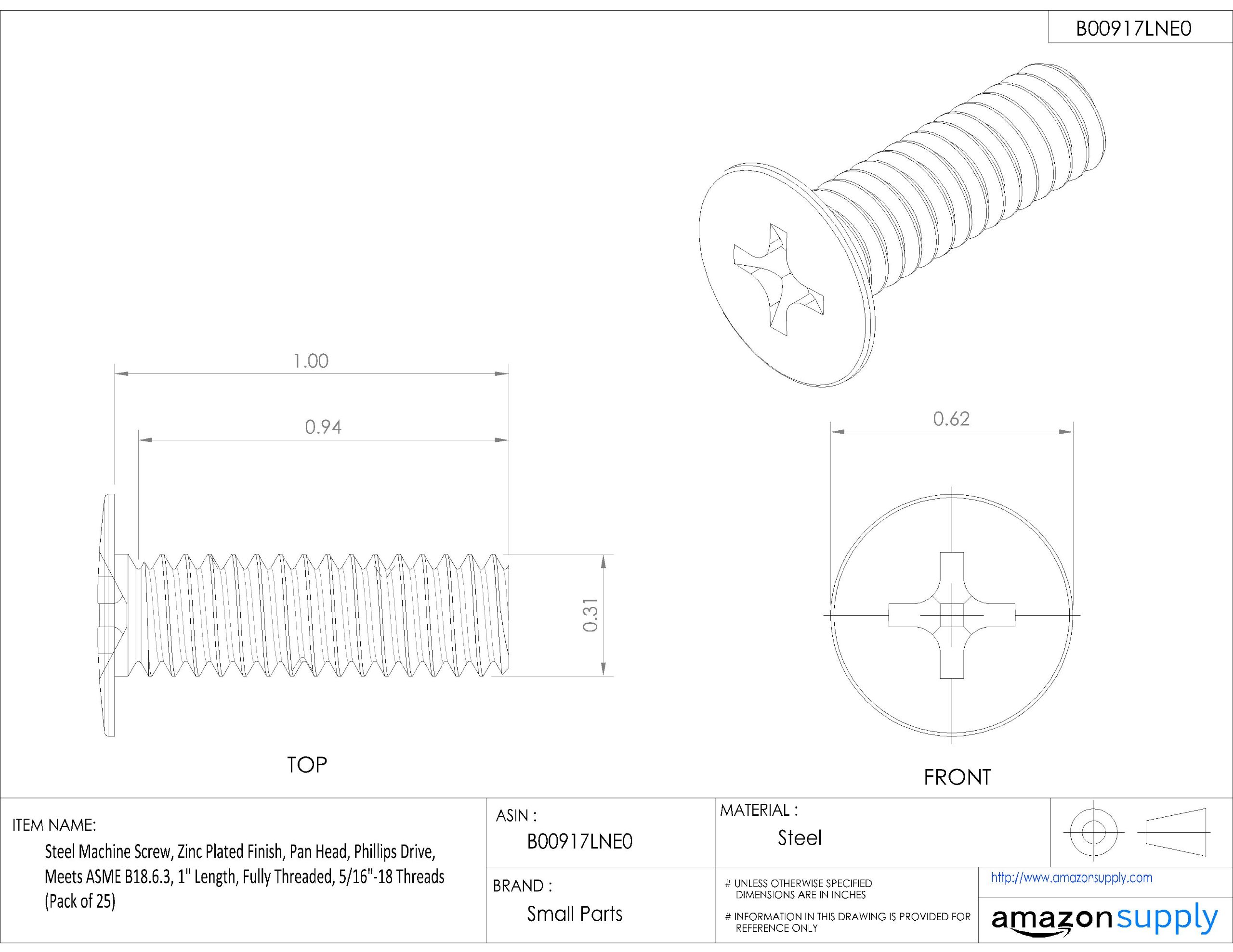 #12-24 UNC Steel Machine Screws, 1-1/2