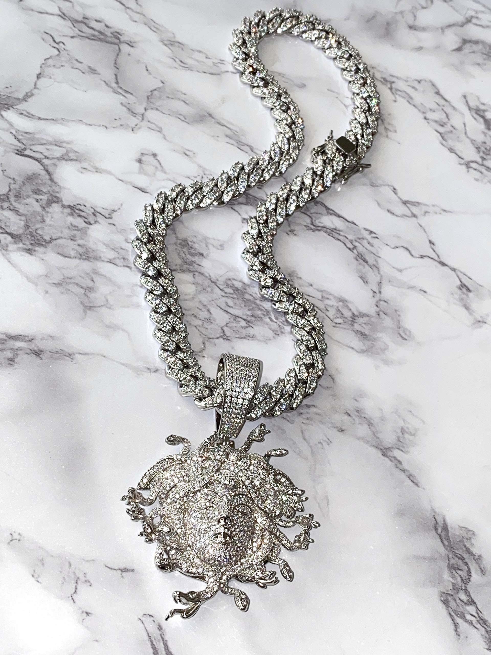 14K White Gold Miami Cuban Chain Necklace - 12mm 20