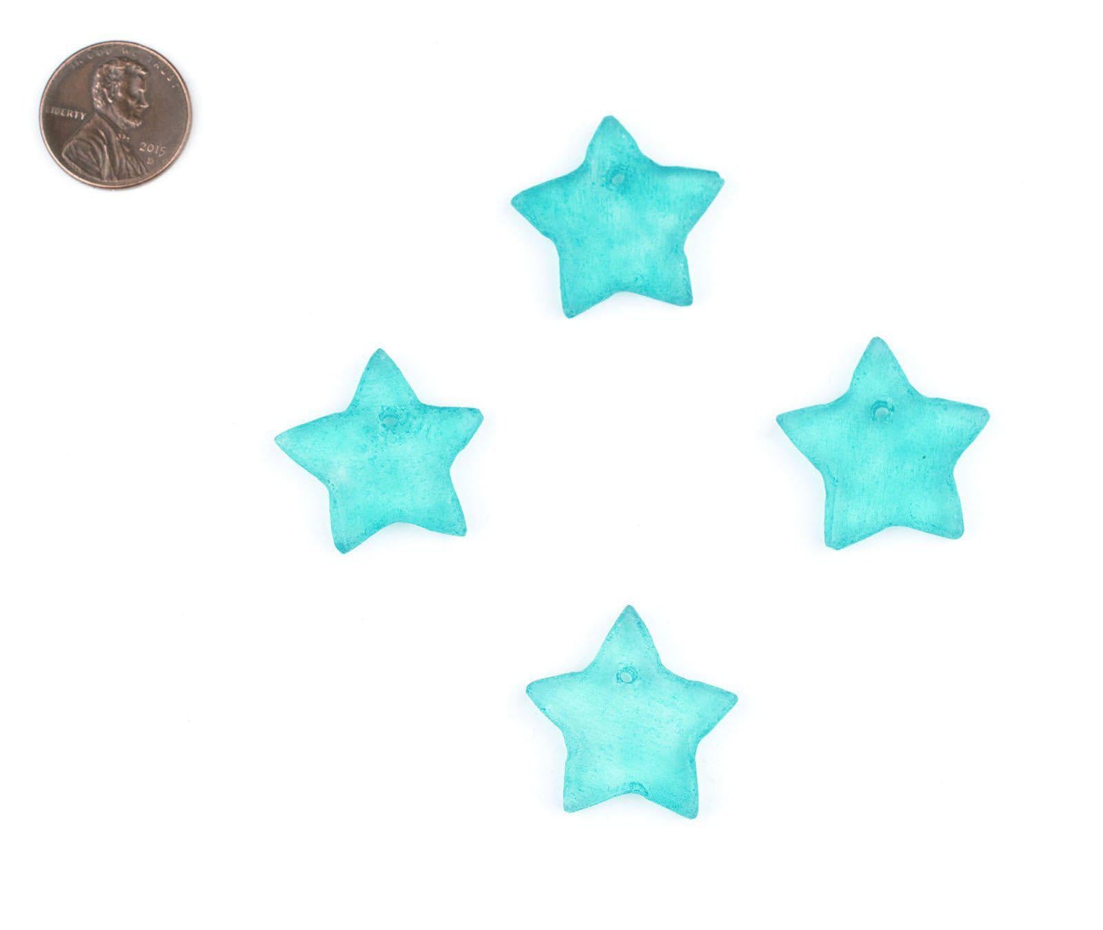 TheBeadChest Star Sea Glass Pendants - Frosted Matte Eco-Friendly Translucent Recycled Glass Charms for DIY Jewelry Making, Necklace Crafting & Beading Projects - Perfect for Beach-Themed Jewelry, Gifts and Home Decor