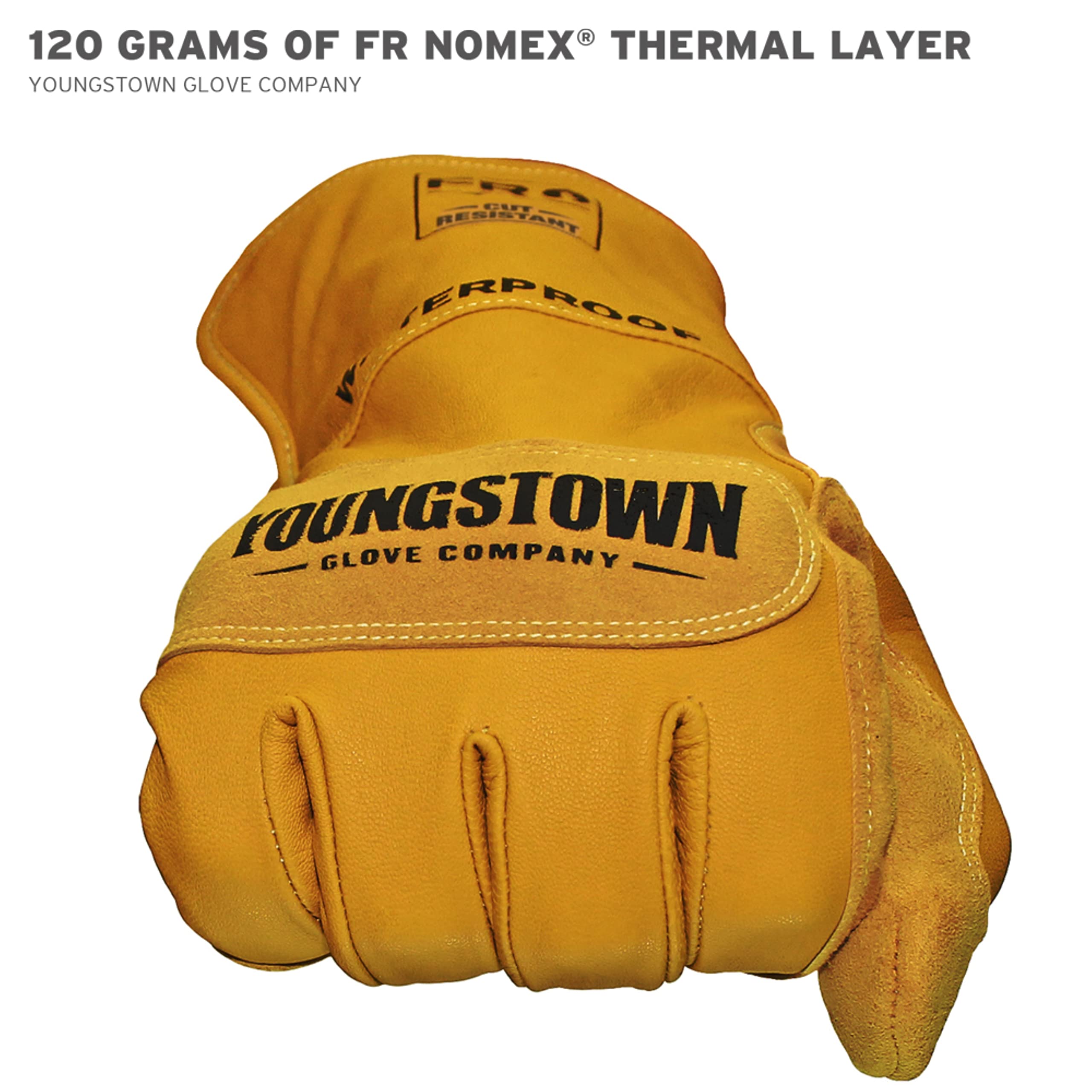 Youngstown Glove 11-3285-60-XL Flame Resistant Waterproof Leather Work Gloves with Kevlar Lining, X-Large - Ideal for Construction, Welding & Outdoor Safety Work