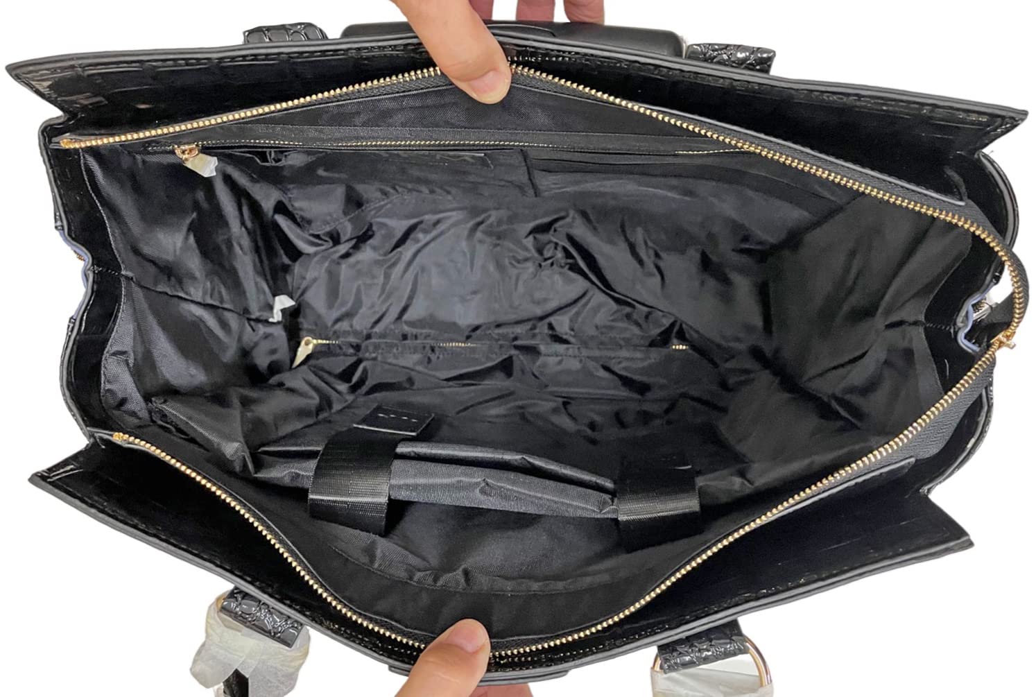JKM & Company Alligator Print Rolling Tote Bag - Compatible with Laptop, iPad, Tablet - Business Briefcase & Travel Carryall for Professionals & Students - Perfect for Office, Commute & Business Trips