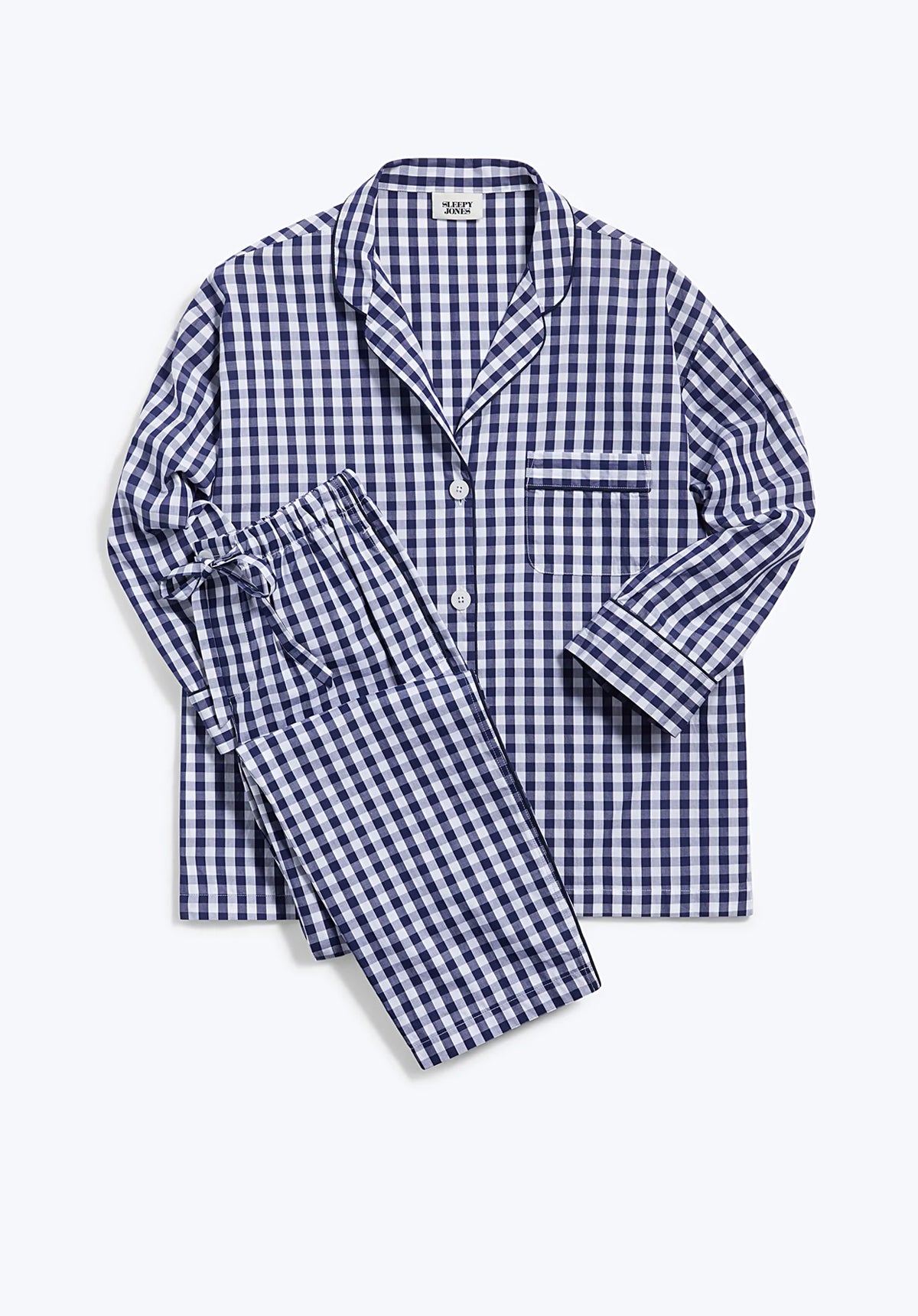 Marina Pajama Set - Large Navy Gingham Sleepwear for Women | Soft & Comfortable Pajamas for Relaxing at Home or Sleepovers