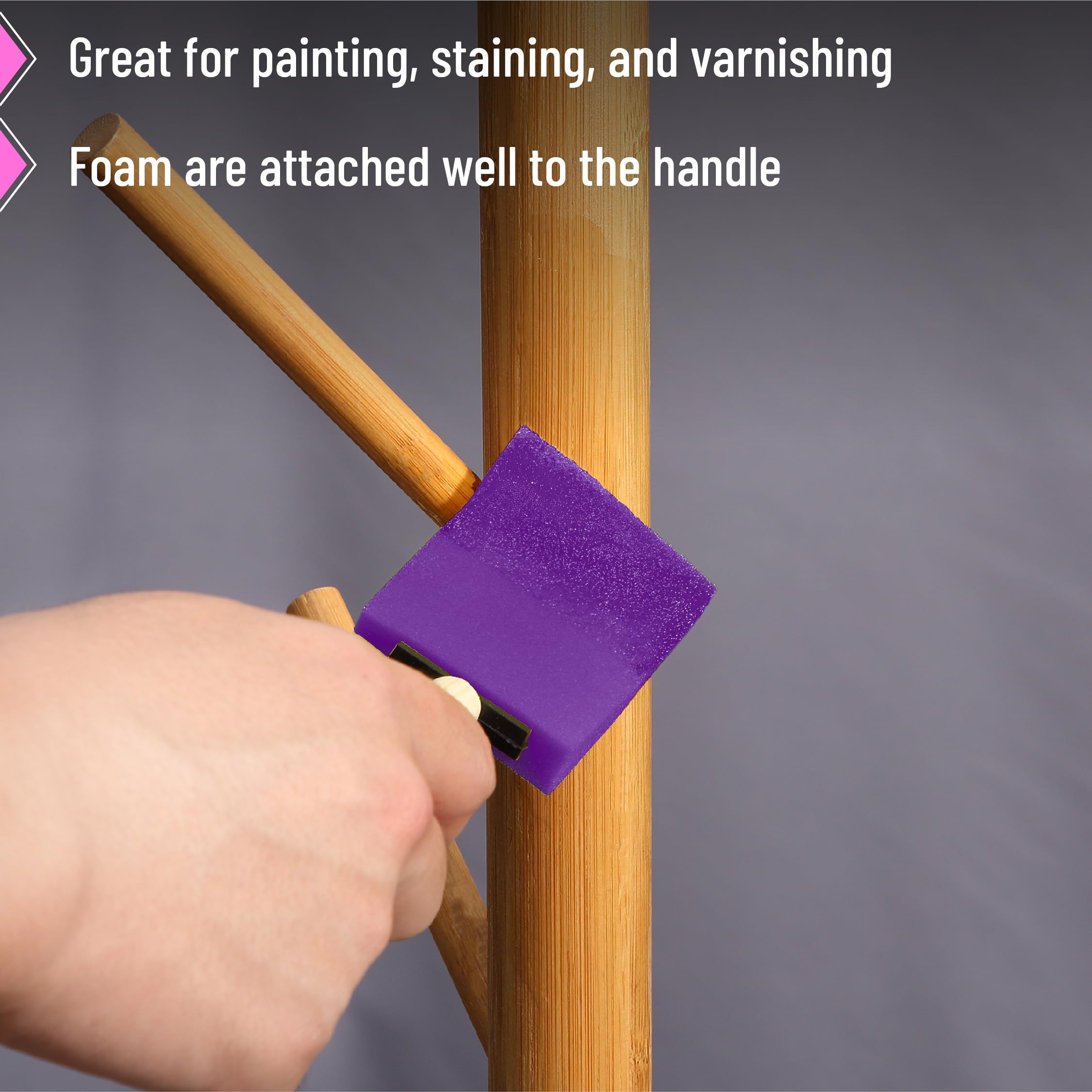 Bates 2 Inch Foam Paint Brushes - 16 Pack Violet Sponge Brushes for Painting, Staining, Mod Podge & Crafts - Perfect for DIY Projects, Home Decor & Artwork