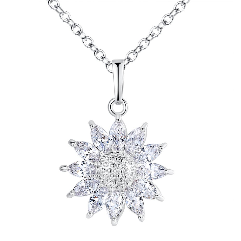 18K Rose Gold Plated Cubic Zirconia Snowflake Pendant Necklace for Women - Elegant CZ Jewelry Fashion Necklaces, 18