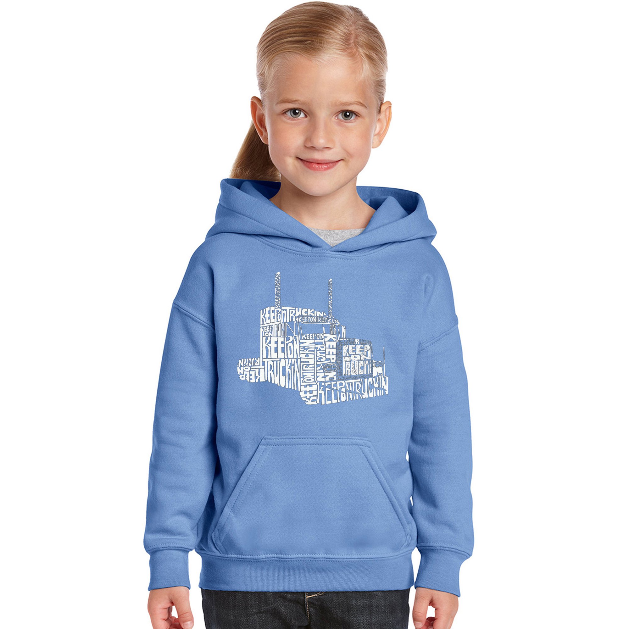 LA POP ART Keep ON Truckin Girls Hooded Sweatshirt - Trendy Word Art Pullover for Teens | Perfect for Casual Wear, School & Street Style