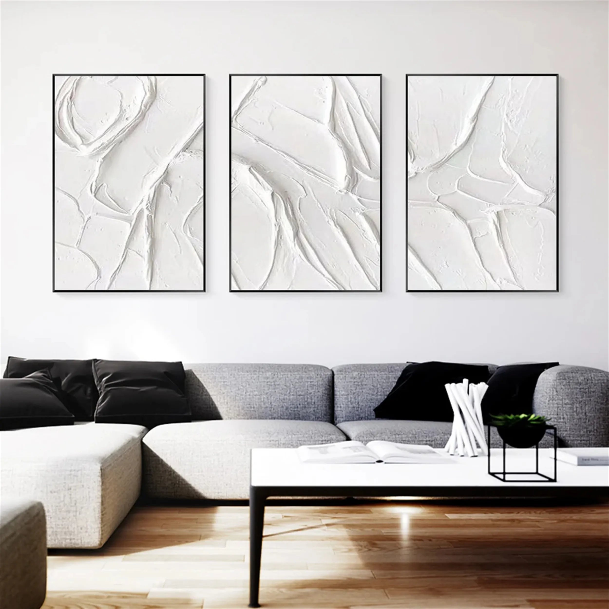 Minimalist Balance Canvas Painting Set of 3 - Abstract Wall Art Decor for Living Room, Bedroom & Office | Modern Home Decor | #MM288