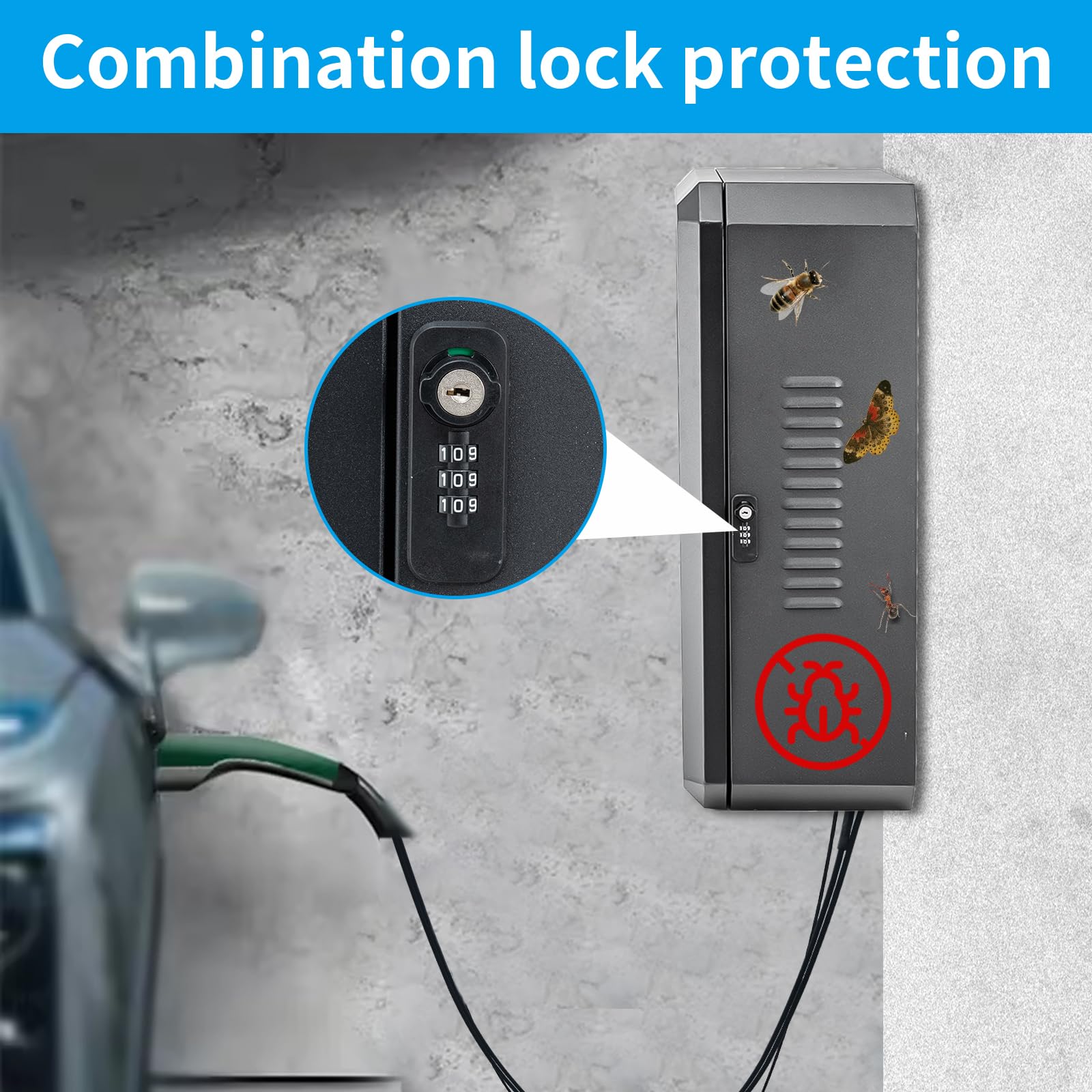 Tesla Charger Station Protection Box - Waterproof & Dustproof EV Charging Enclosure for Tesla & Most Electric Vehicles - Indoor/Outdoor Wall Mounted Black Charger Box (Perfect for Home, Garage & Outdoor Charging)