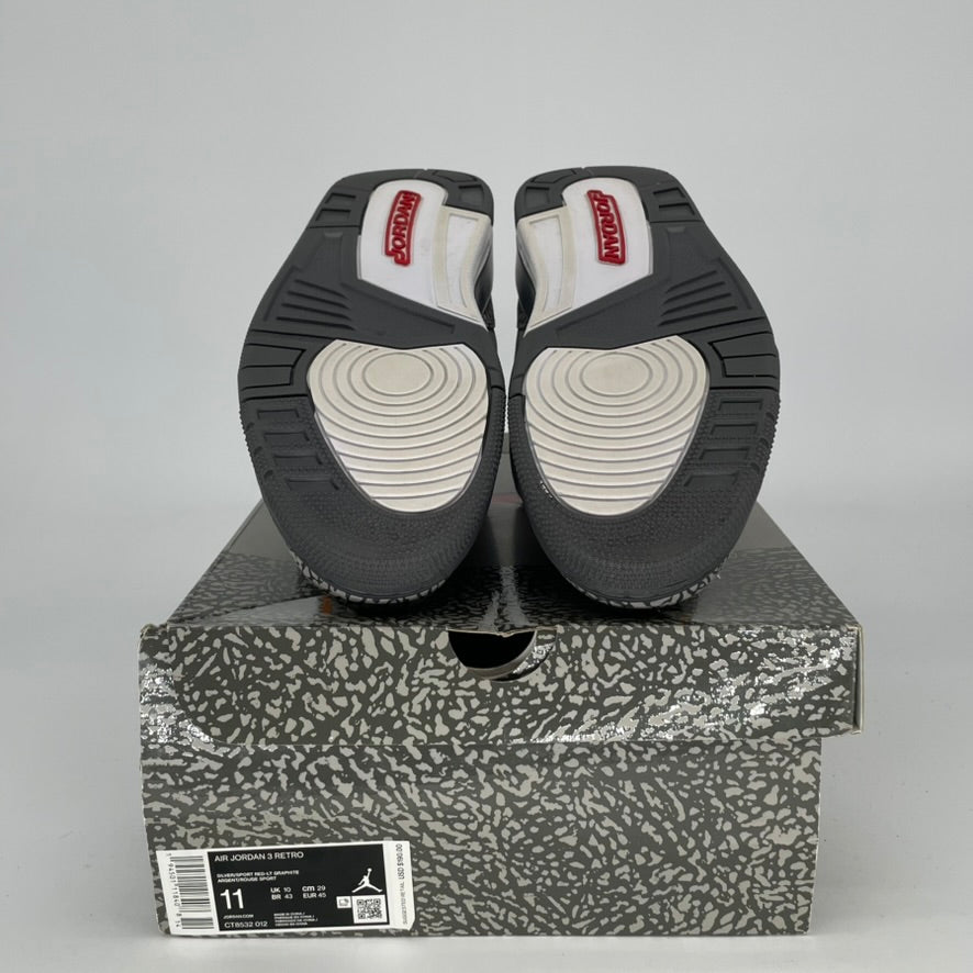 Original Air Jordan 3 Retro 'Cool Grey' Men's/Women's Basketball Shoes Sizes 11 & 12.5W (CT8532-012) - Perfect for Streetwear & Sneaker Collectors