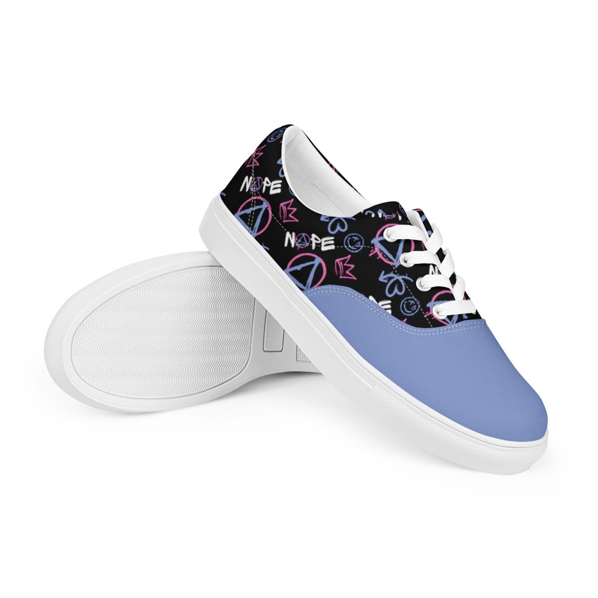 Nope Collection Graffiti Men's Lace Up Canvas Sneakers - Urban Street Style Fashion Shoes for Casual Wear & Hip Hop Dance