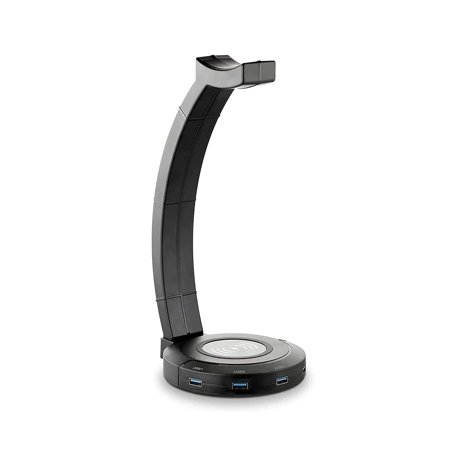 RGB Gaming Headphone Stand with Wireless Charger & USB Ports - Adjustable Headset Holder for All Headphones Sizes - Perfect for Gaming Setup, Office Desk & Home Entertainment (Model B)