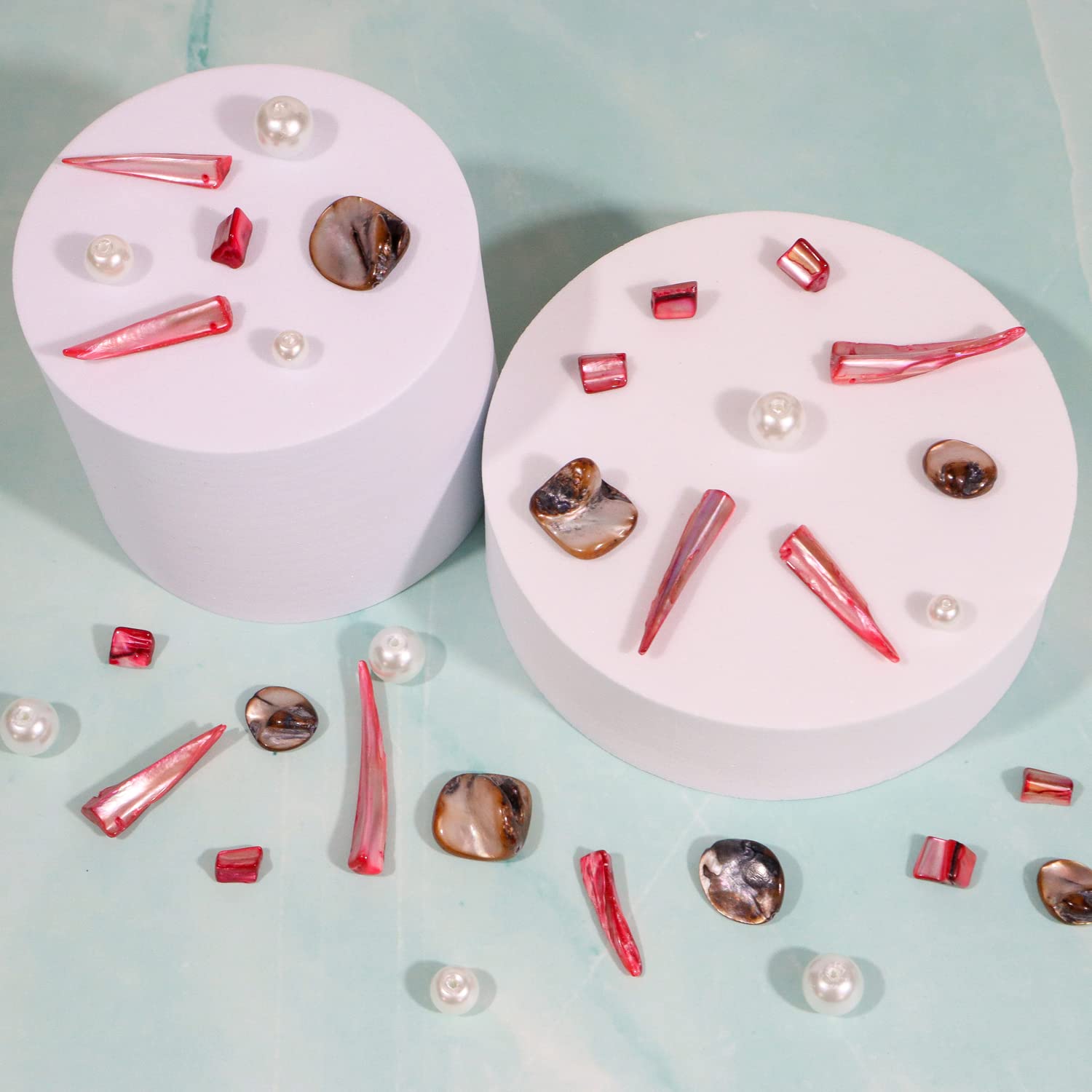 Expo International 6 Packs of 100 Mop Disk Shell Beads (600 Pieces) - Fuchsia Jewelry Making Supplies for DIY Crafts, Necklaces, Bracelets & Home Decor