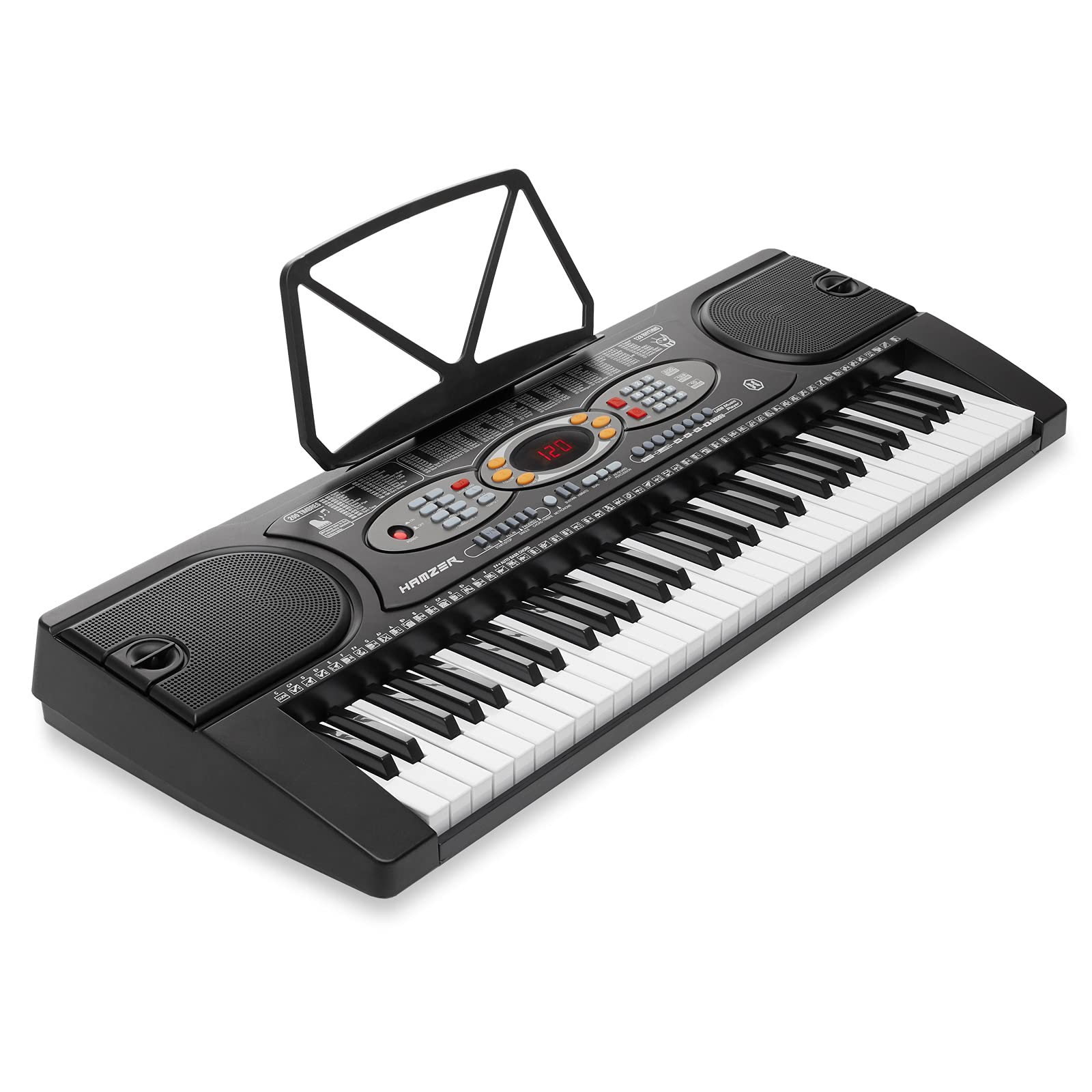 Hamzer 61-Key Portable Electronic Keyboard Piano with Stand, Stool, Headphones & Microphone - Ideal for Beginners, Home Practice & Music Lessons - Complete Digital Piano Starter Kit