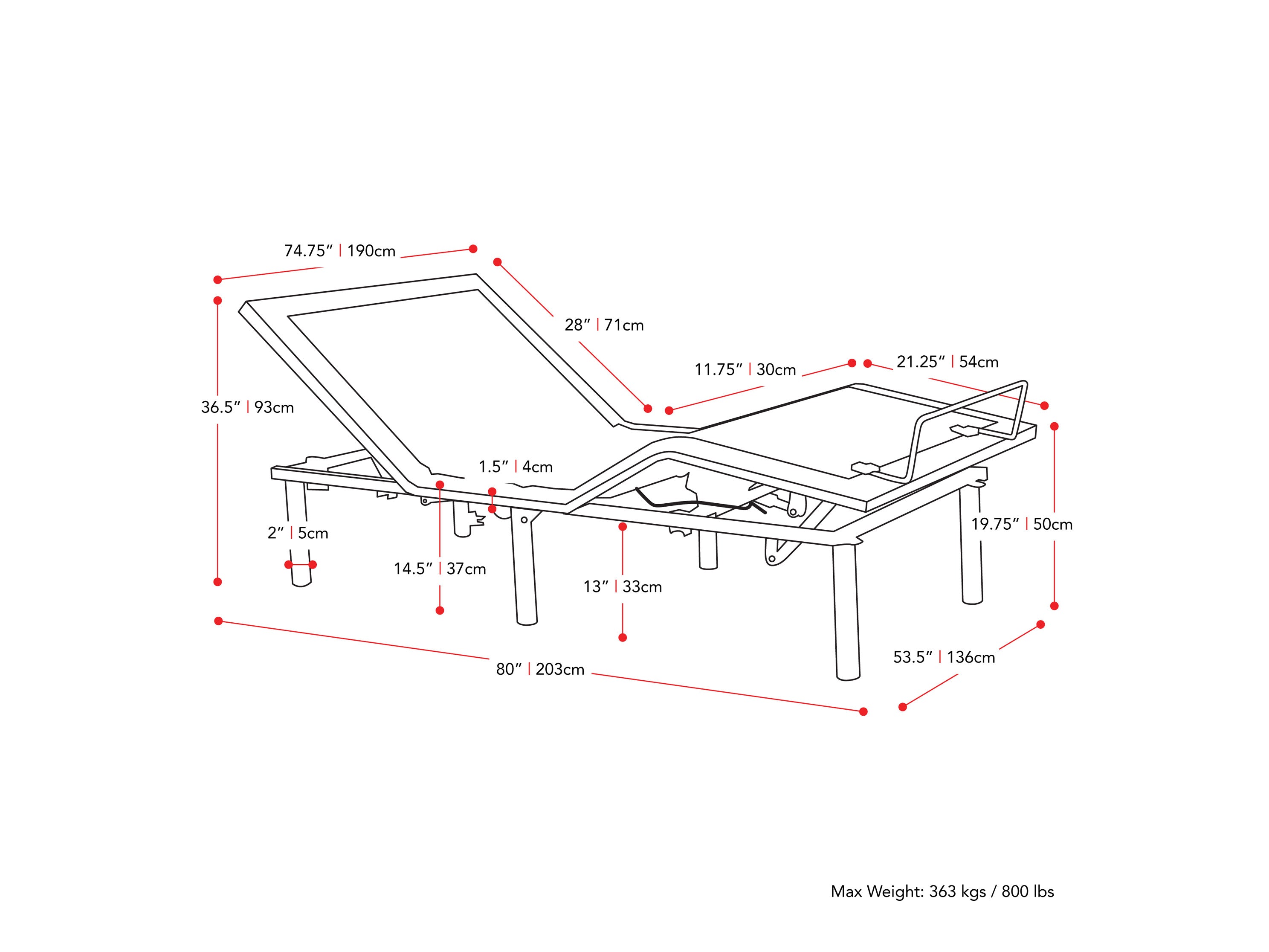 Electric Adjustable Bed Frame King Size - Remote Control, Zero Gravity, Massage & USB Ports - Perfect for Back Pain Relief, Snoring, Reading & Watching TV in Bed