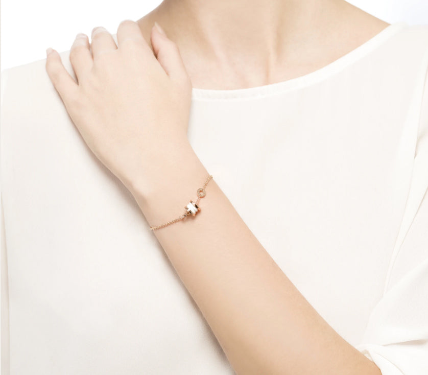 Bulgari B.Zero1 18k Rose Gold White Ceramic Soft Bracelet for Women - Elegant Luxury Jewelry Gift for Anniversary, Valentine's Day & Special Occasions