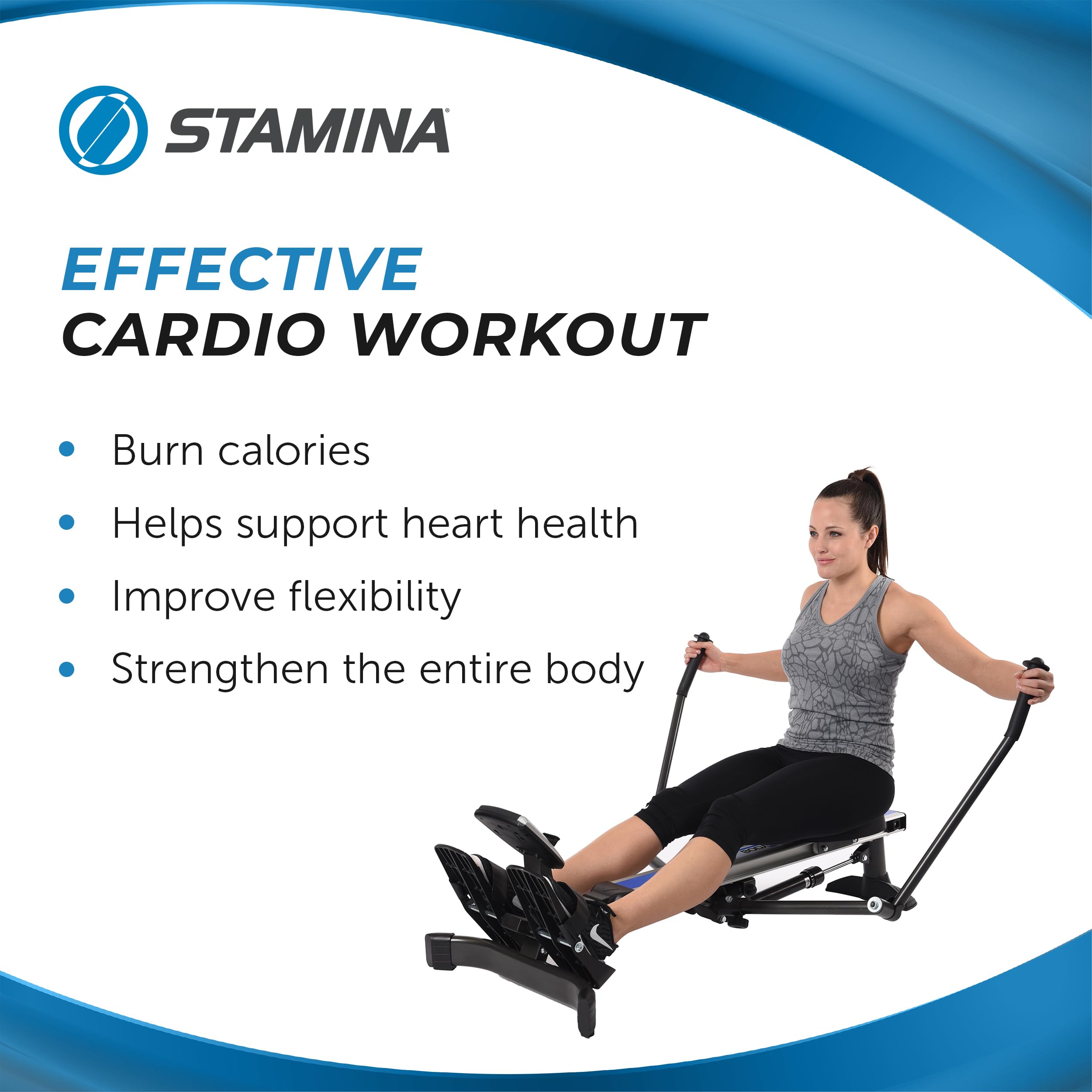 Stamina BodyTrac Glider 1050 Rowing Machine - Home Gym Equipment for Full Body Workout | Perfect for Cardio Training & Strength Building in Small Spaces