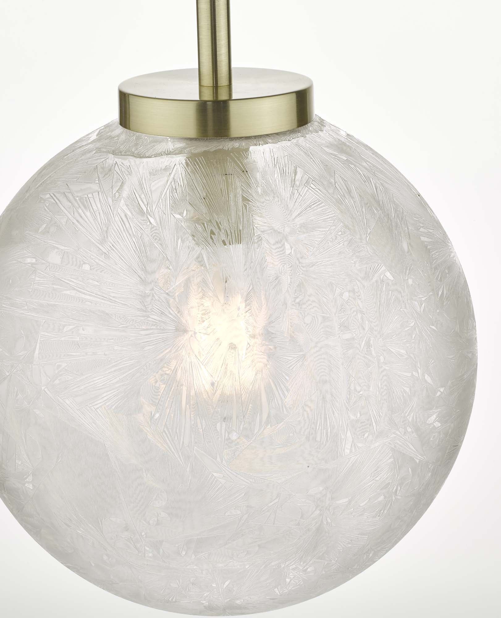 Avari 1-Light Modern Pendant Light Fixture - Satin Brass Finish with Clear Frosted Glass Shade - Perfect for Kitchen Island, Dining Room, or Entryway Lighting
